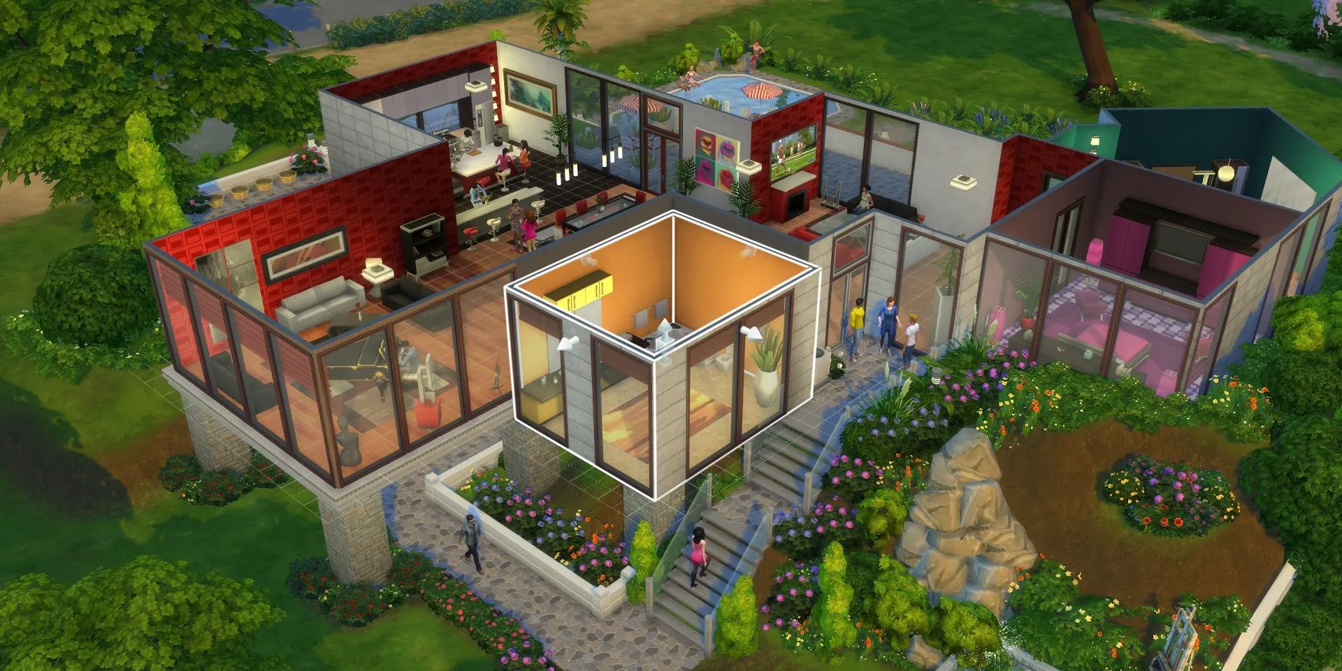 Người chơi đang tùy chỉnh và xây dựng một ngôi nhà trong The Sims 4
