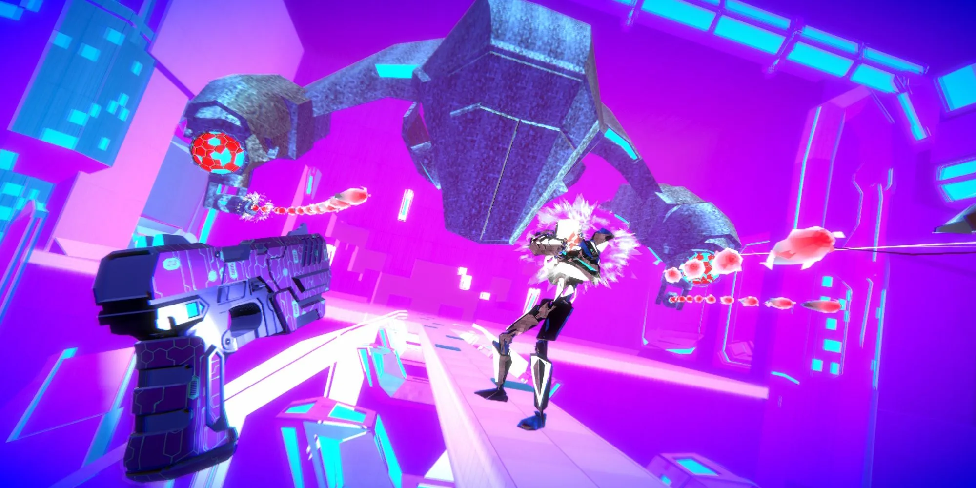 Người chơi dùng súng trong game VR Pistol Whip, né đạn theo nhạc nền