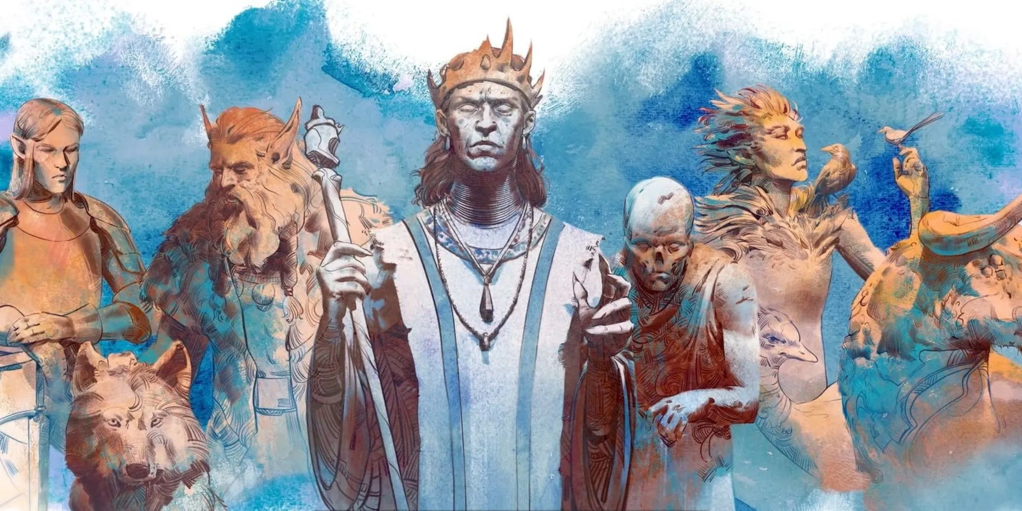 Nhân vật Avowed đứng cùng nhau trong artwork chính thức