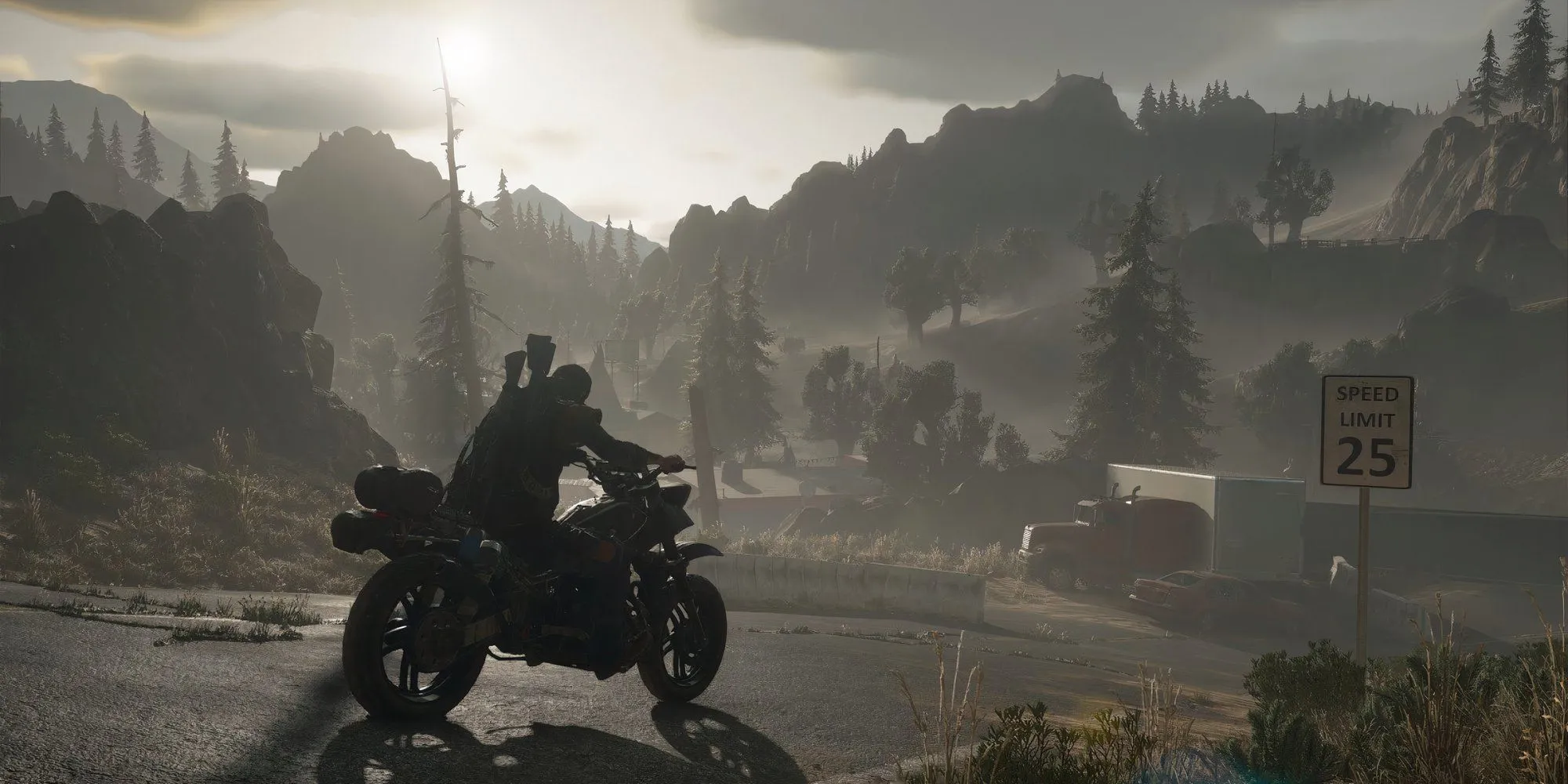 Nhân vật chính Deacon St. John trong Days Gone bên chiếc mô tô quen thuộc