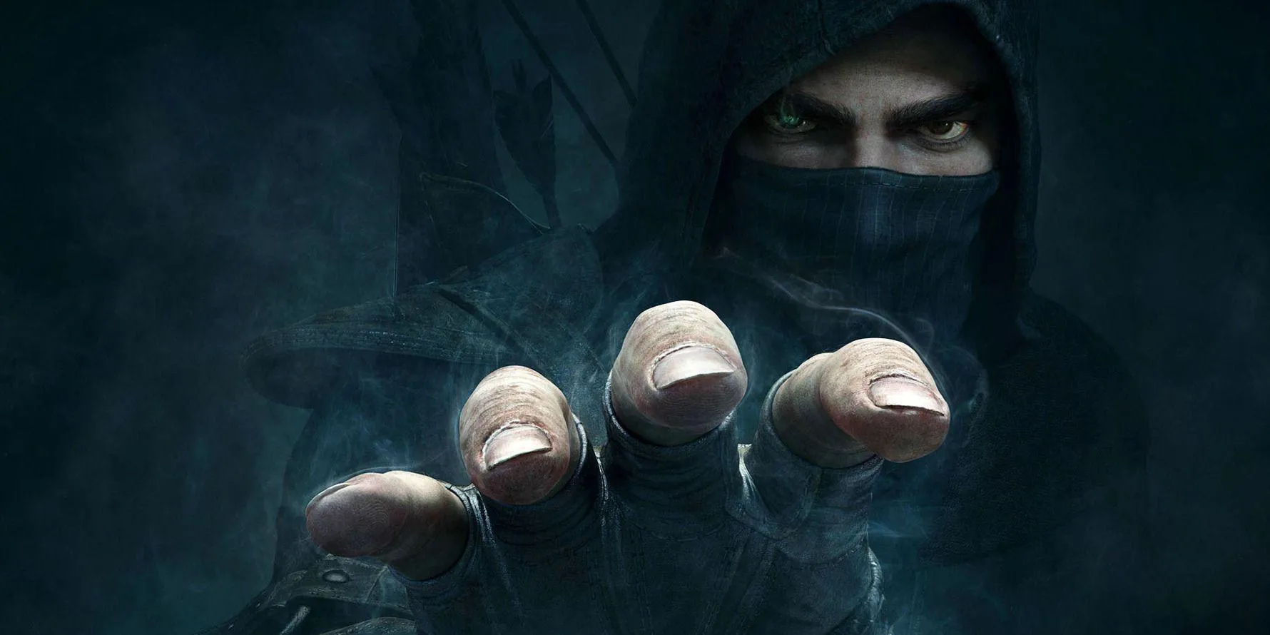 Nhân vật chính Garrett quan sát thành phố The City từ trên cao trong Thief 2014