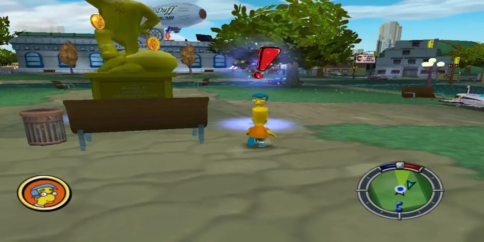 Nhân vật Homer Simpson lái xe trong game The Simpsons Hit &amp; Run