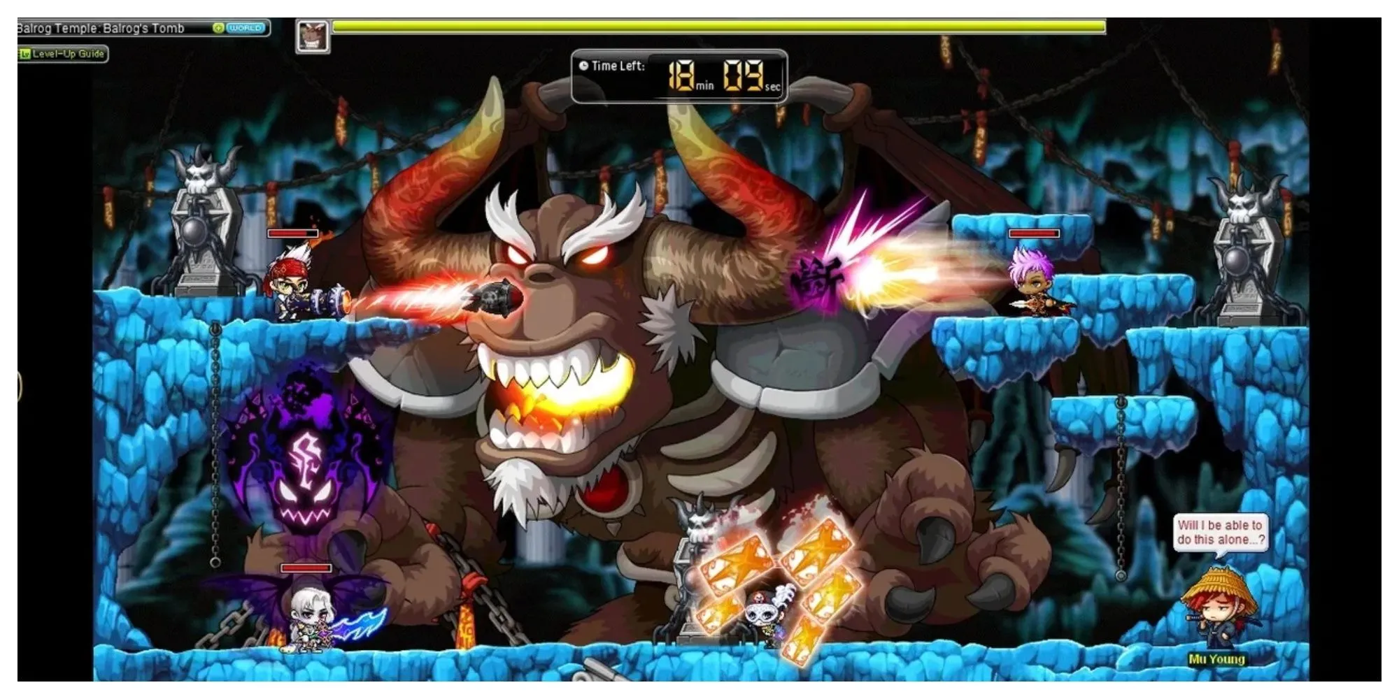 Nhân vật MapleStory đứng giữa khung cảnh đầy màu sắc của game