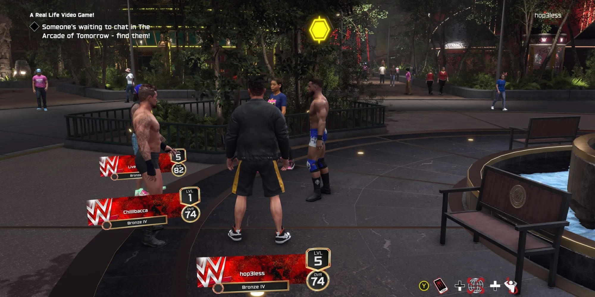 Nhân vật MySUPERSTAR đối đầu Austin Theory tại The Island trong WWE 2K25