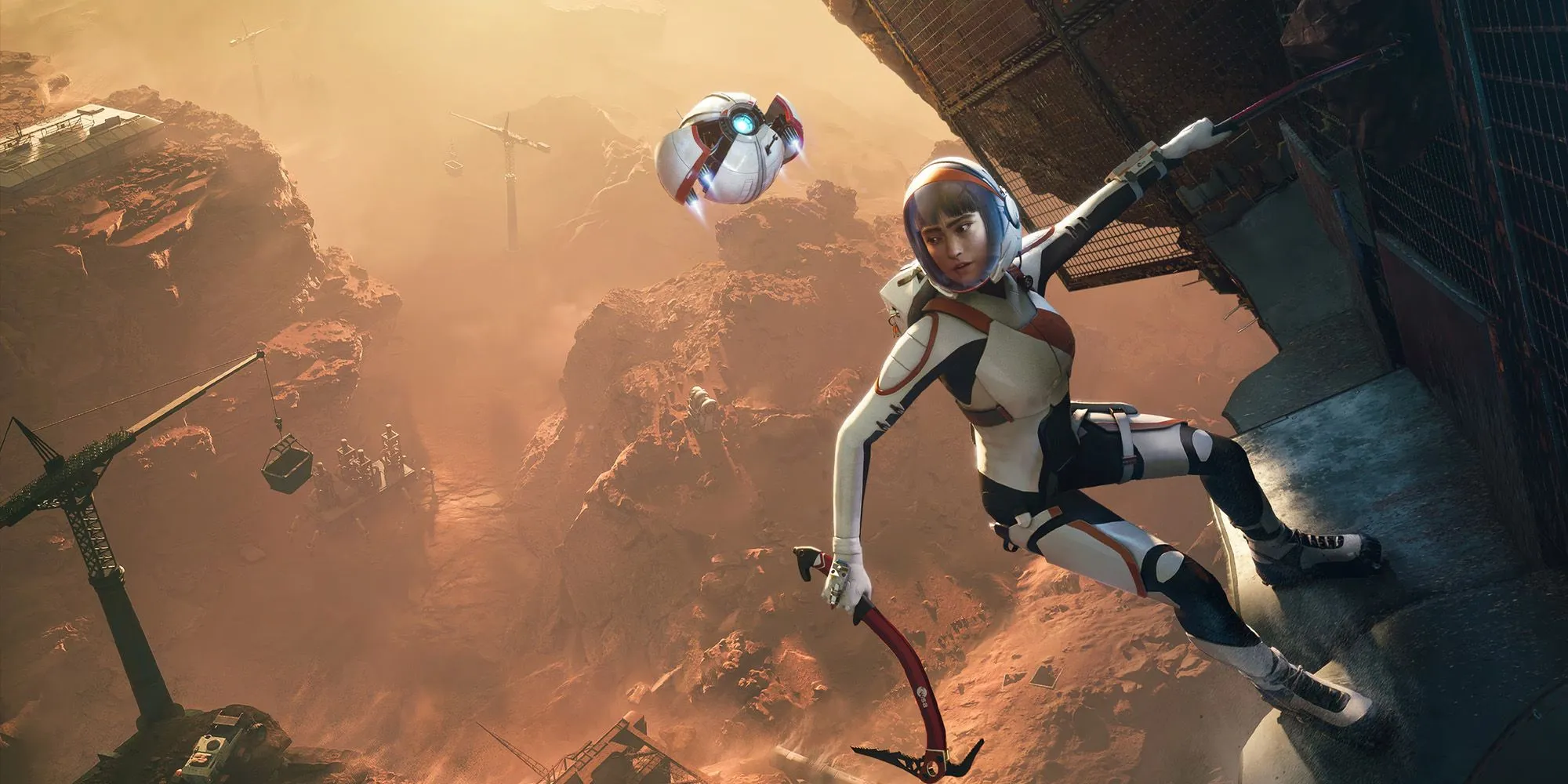 Nhân vật phi hành gia trong game Deliver Us Mars đang khám phá Sao Hỏa