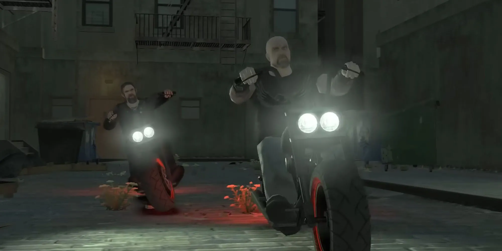Niko Bellic lái mô tô truy đuổi thành viên The Lost MC trong đường hầm tàu điện ngầm ở GTA 4
