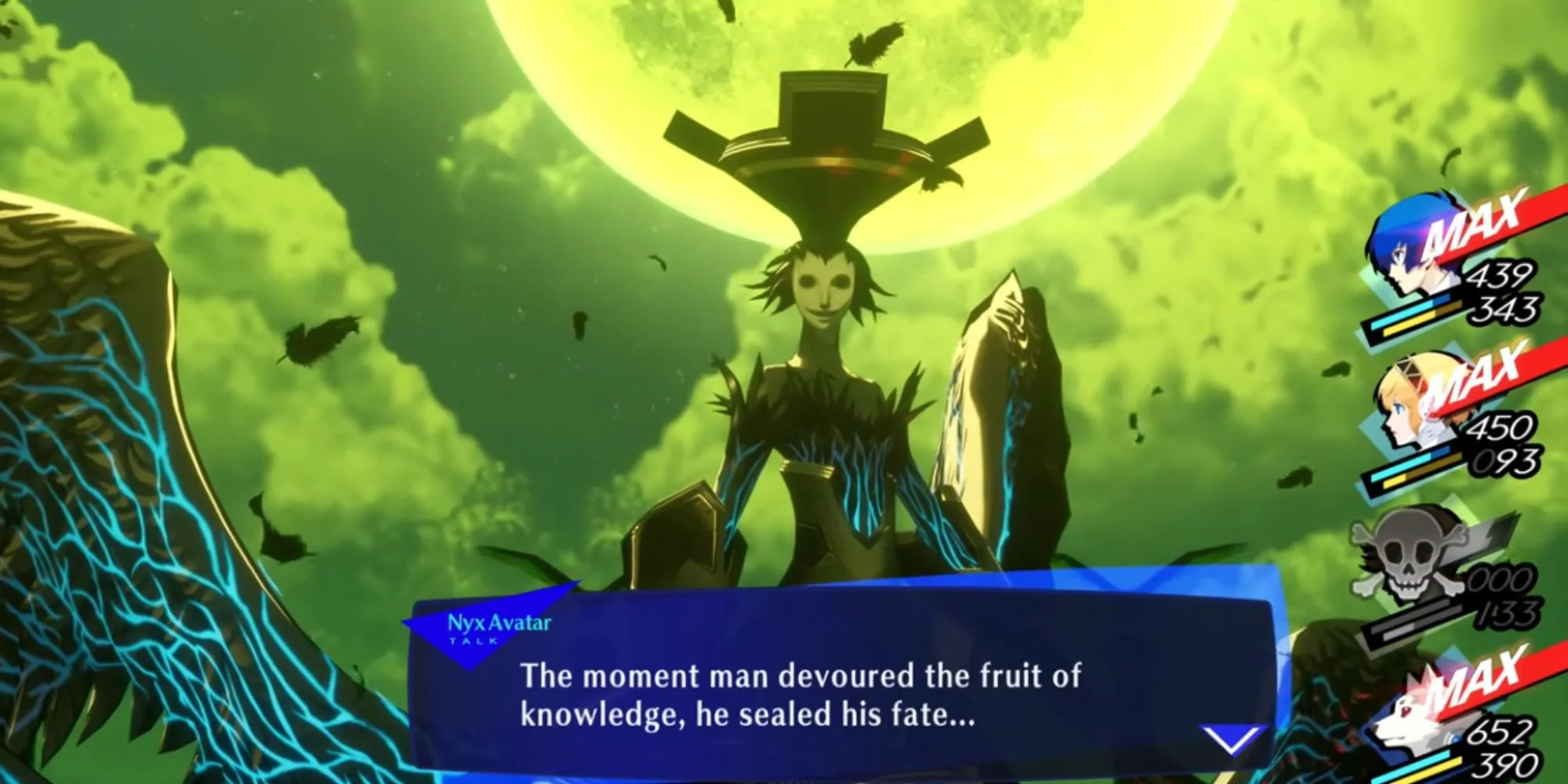 Nyx Avatar trong Persona 3 Reload với nhiều hình dạng đại diện cho các Arcana