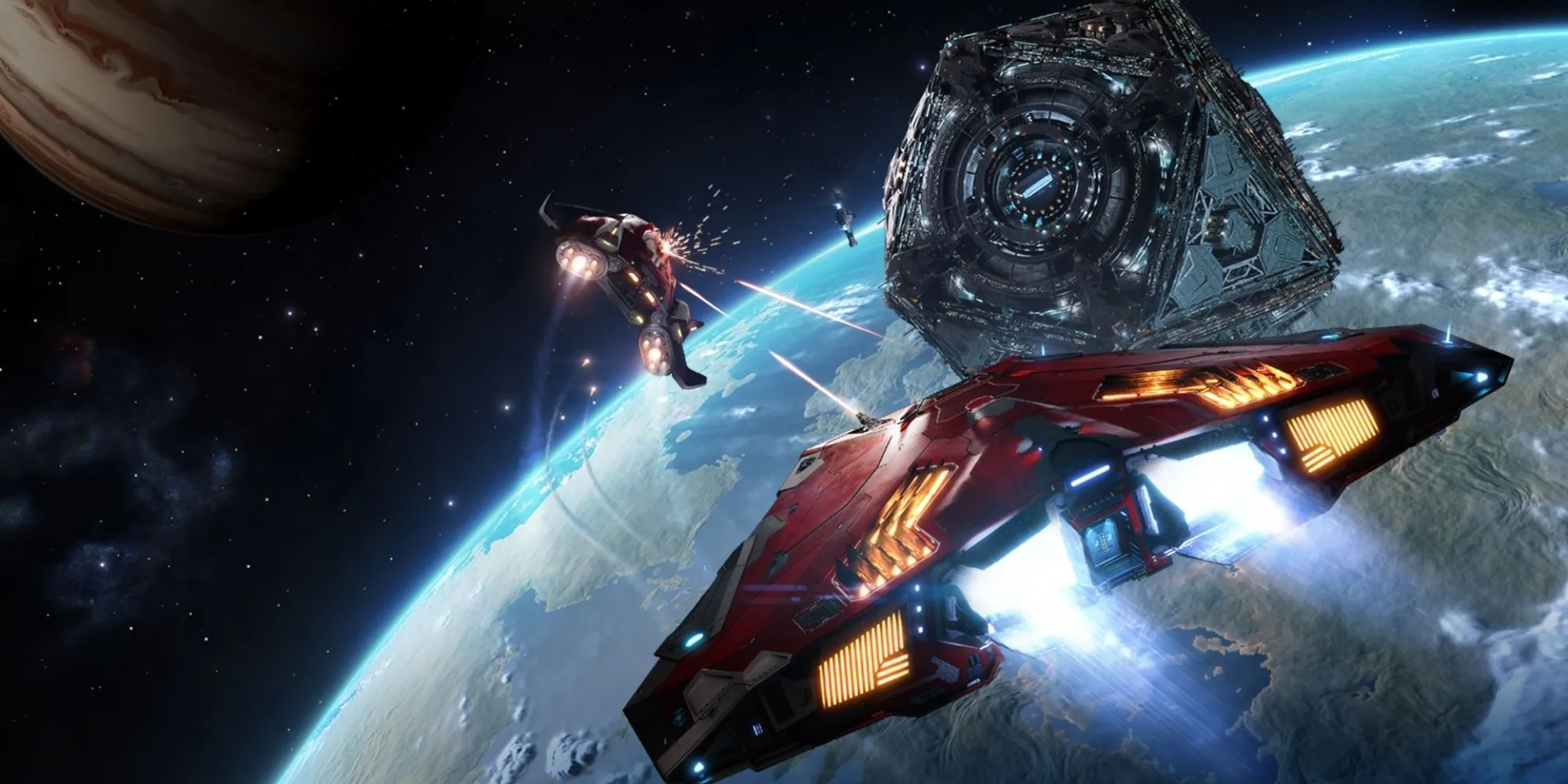 Phi thuyền đang bay trong không gian bao la của Elite Dangerous