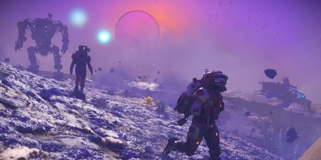 Phi thuyền khám phá một hành tinh khí khổng lồ trong No Man's Sky