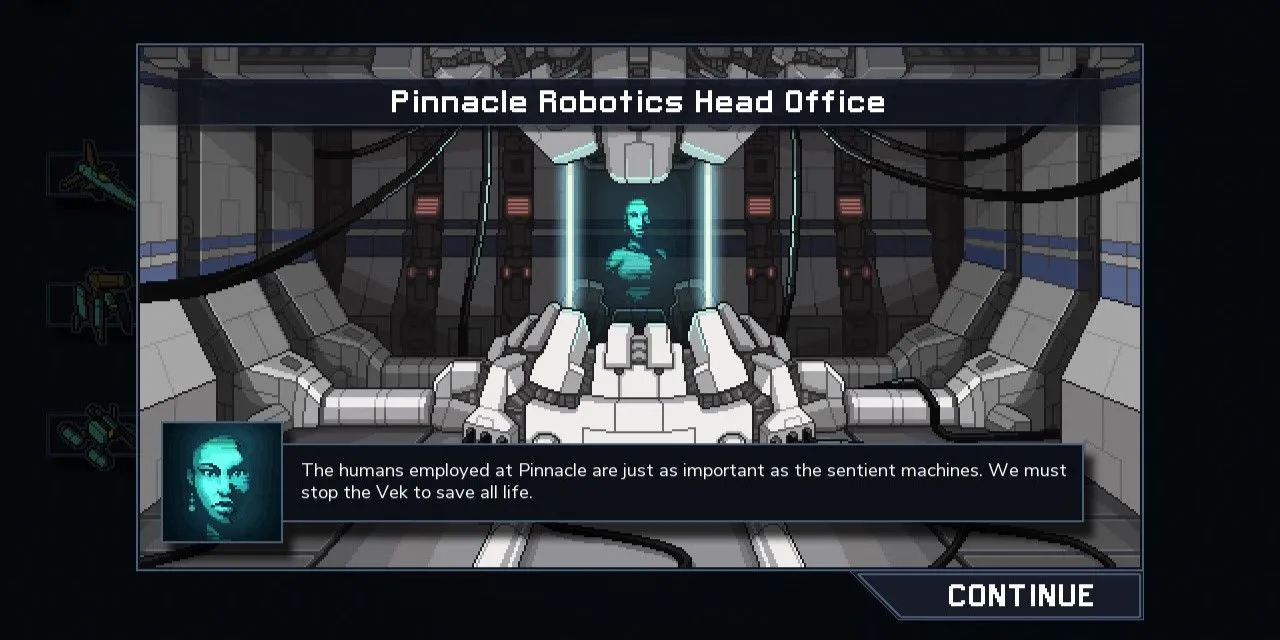 Robot chiến đấu trong Into The Breach chuẩn bị đối đầu kẻ thù