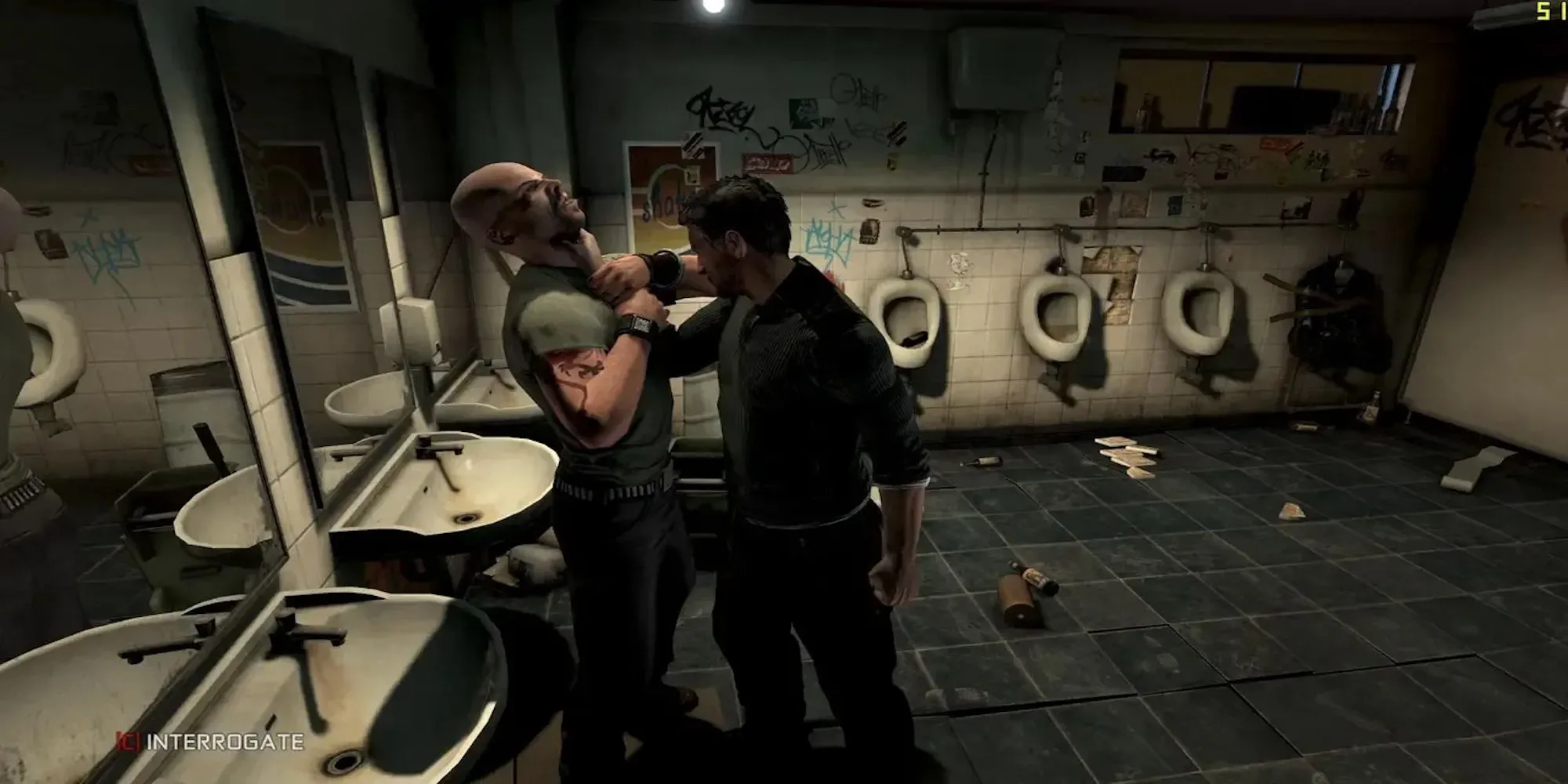Sam Fisher đang thực hiện pha hạ gục trong game Splinter Cell Conviction