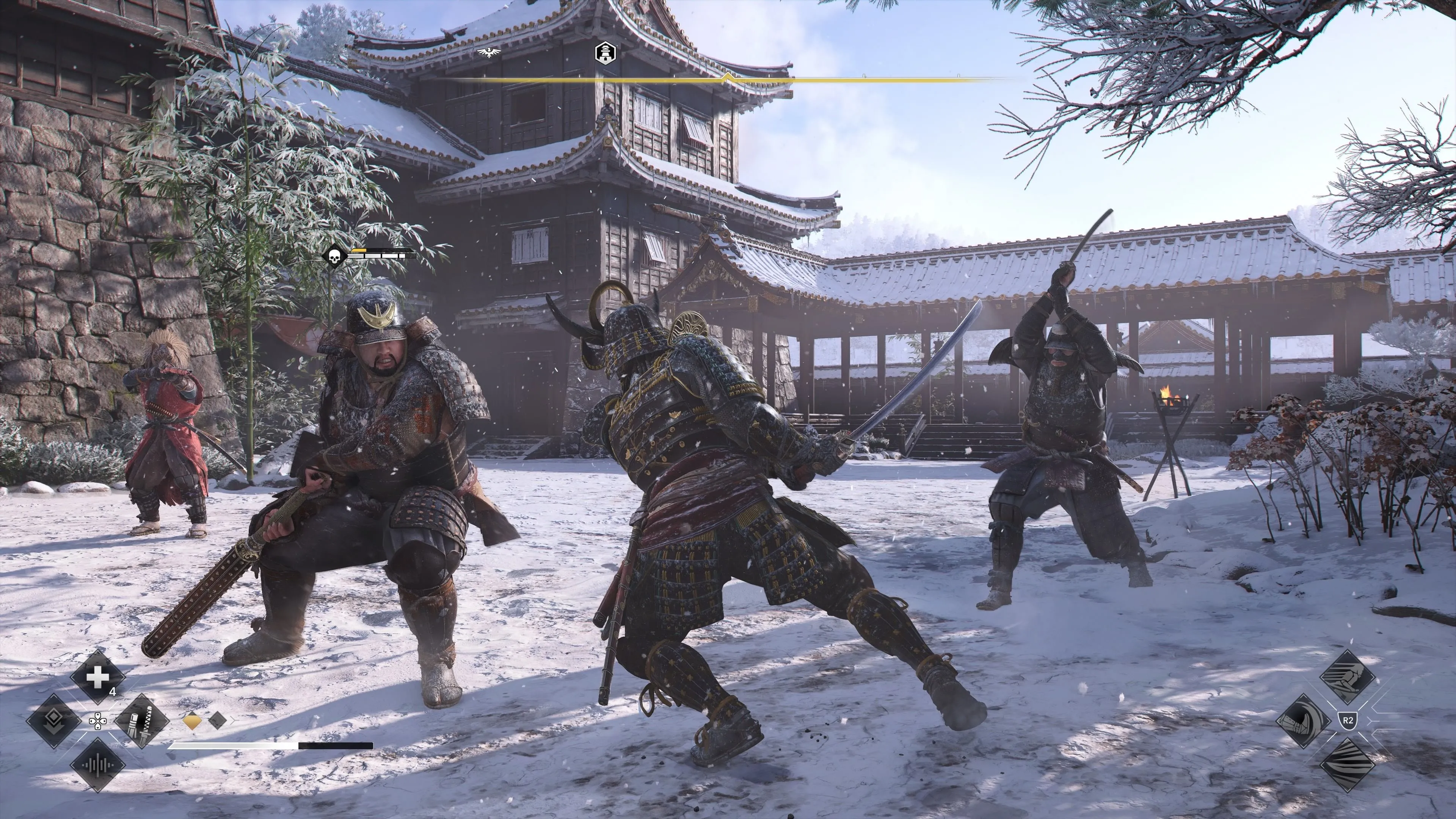 Samurai Yasuke mạnh mẽ với áo giáp và vũ khí trong Assassin's Creed Shadows
