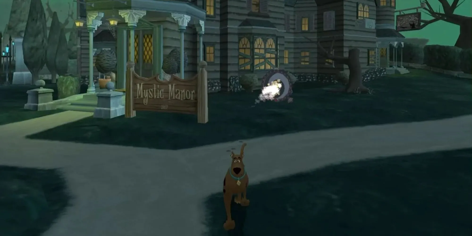 Scooby-Doo chạy trốn quái vật trong game platformer Scooby-Doo Night of 100 Frights