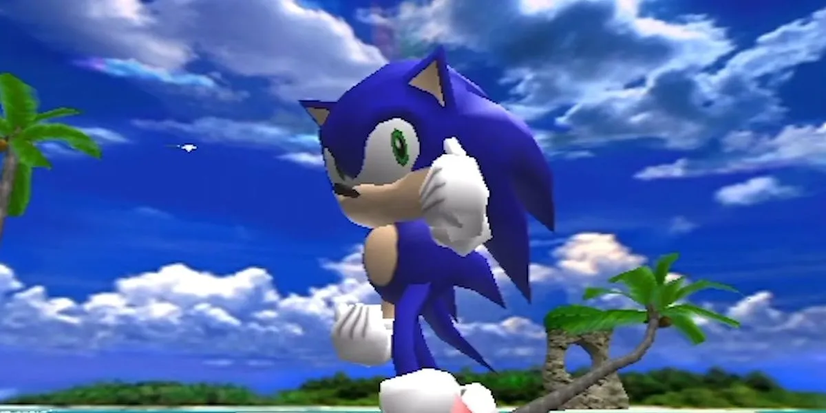 Sonic hoàn thành màn chơi trong Sonic Adventure