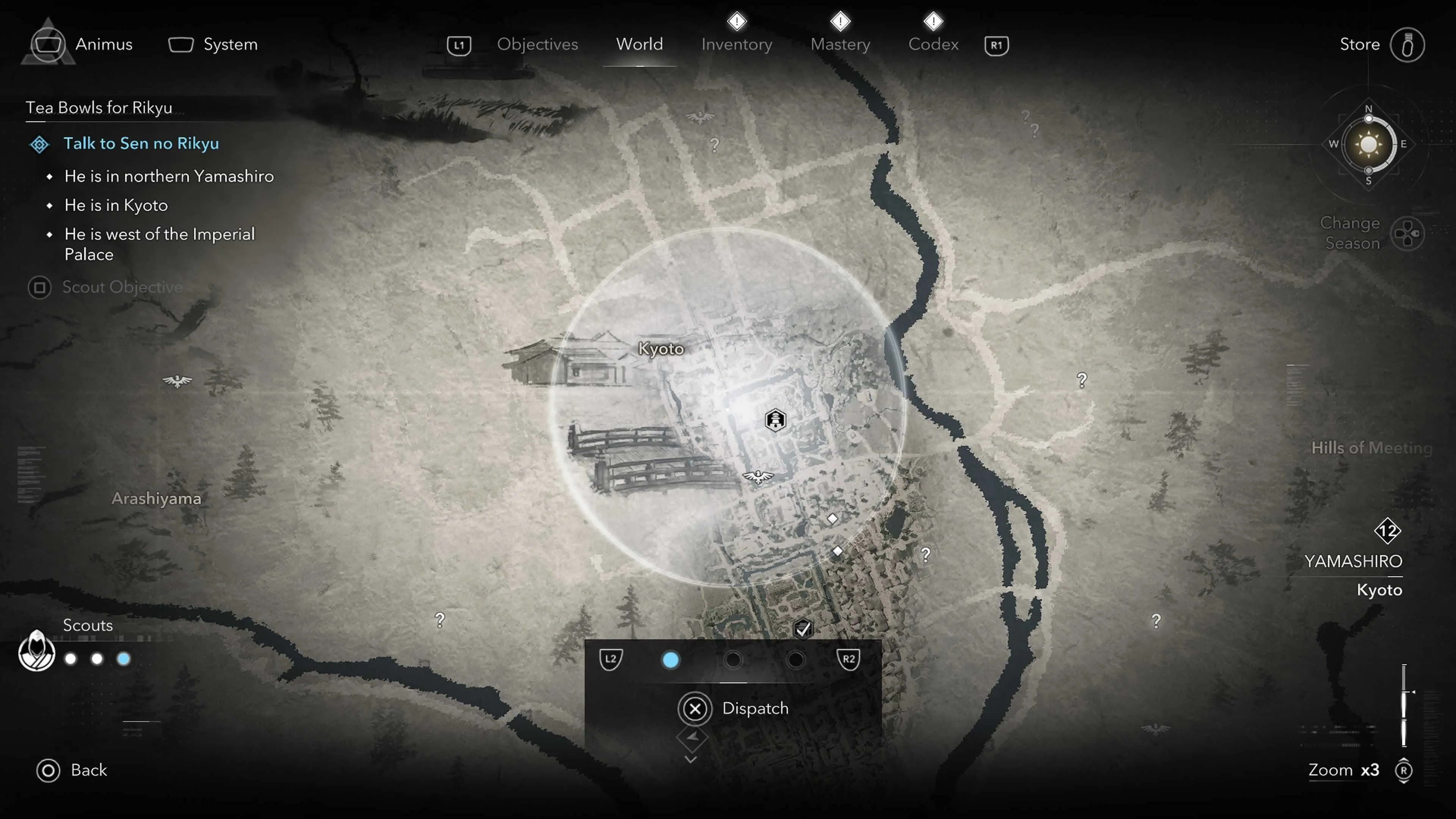 Sử dụng Trinh sát trên bản đồ Assassin's Creed Shadows