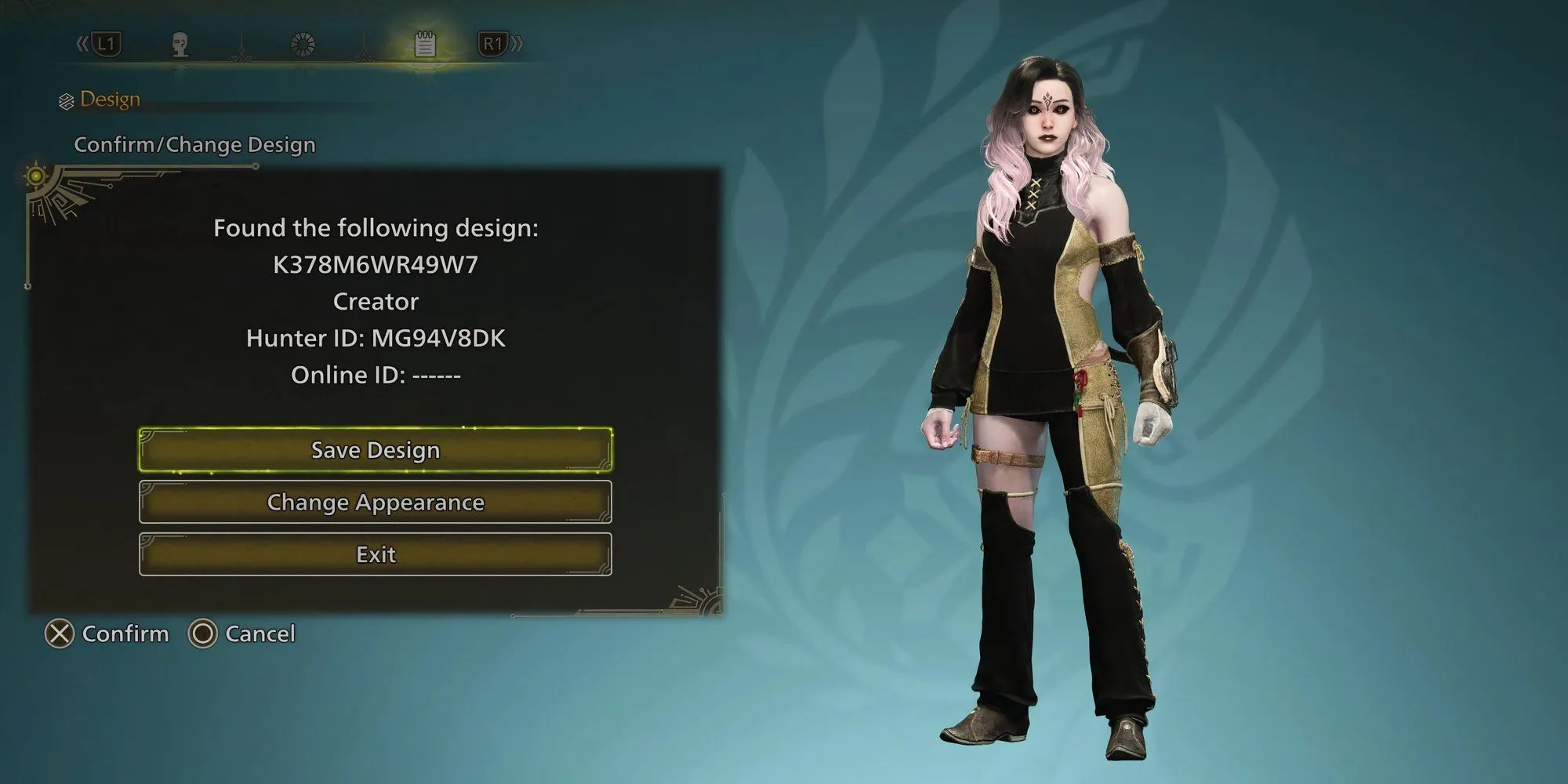 Tạo hình nhân vật Hifumi trong Monster Hunter Wilds với mái tóc hồng đen và biểu tượng trên trán