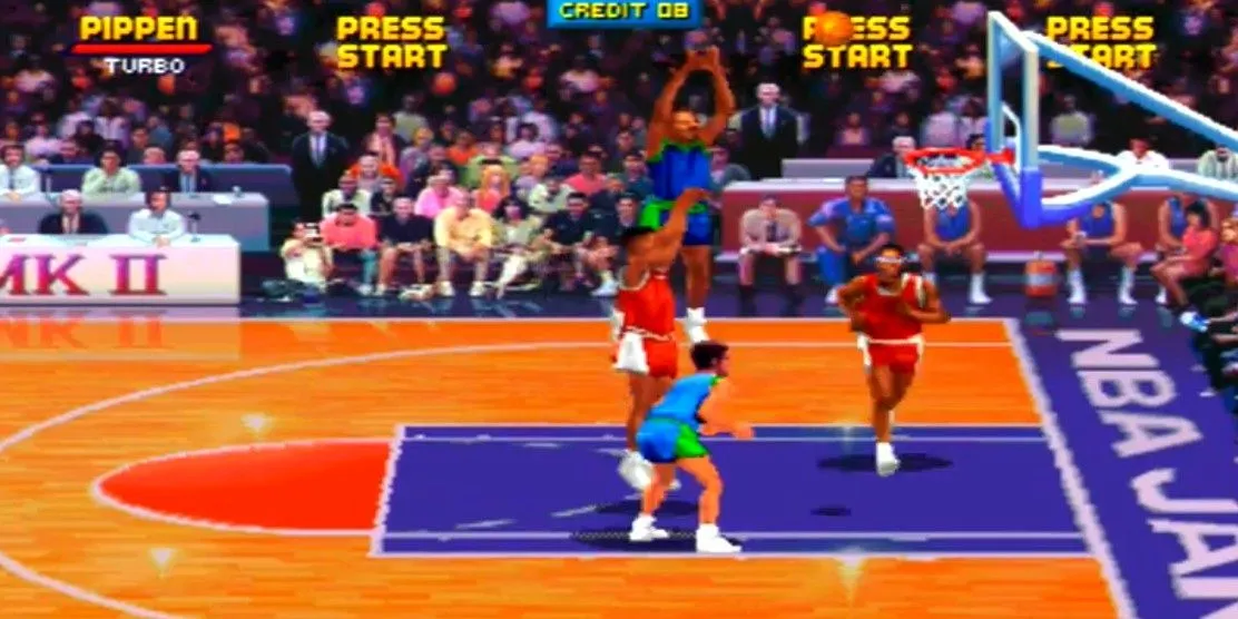 Thực hiện cú ném trong game thể thao arcade NBA Jam
