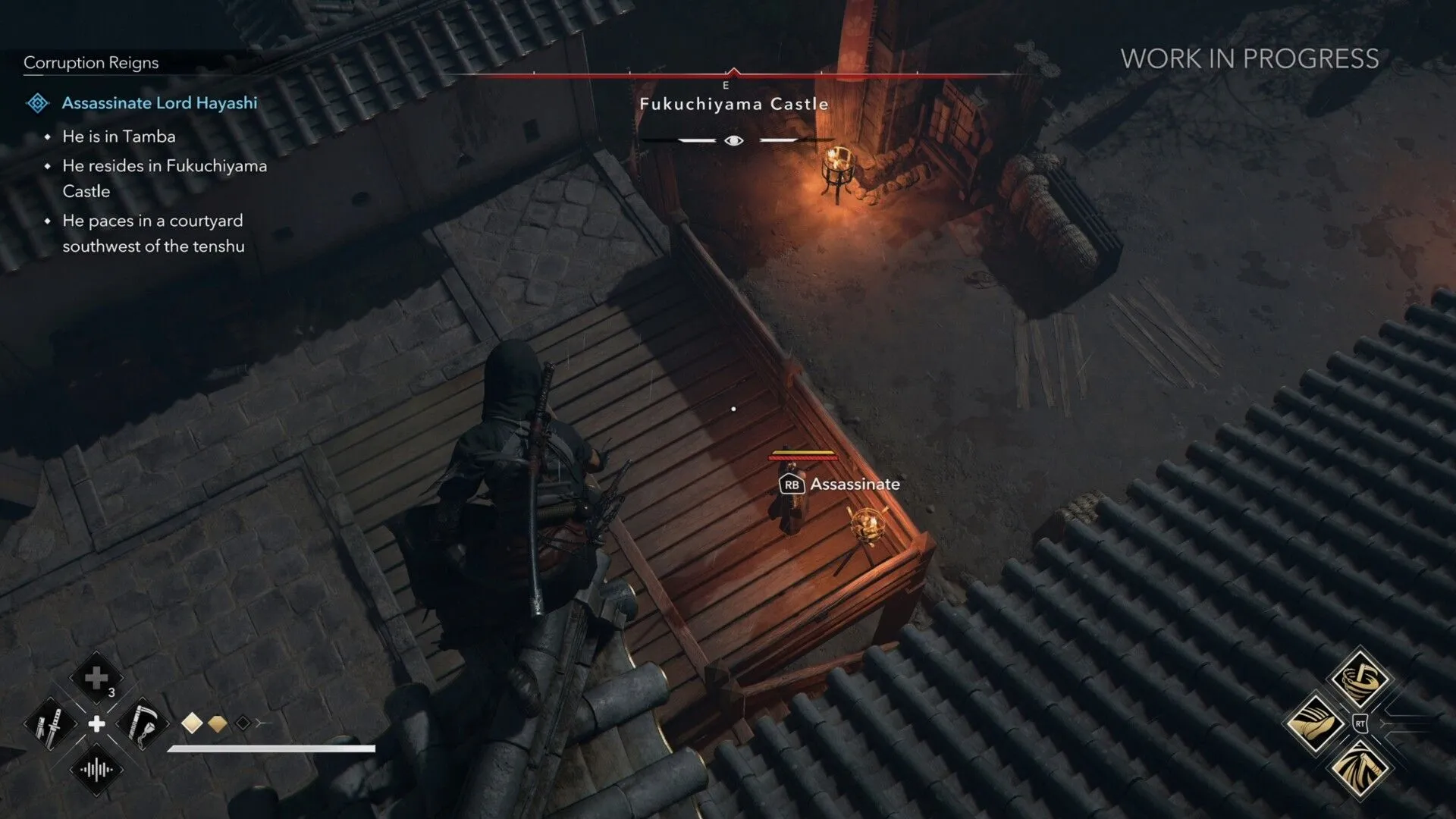 Toàn cảnh Lâu đài Katano trong Assassin's Creed Shadows, nơi Naoe tìm kiếm Mitsuhide