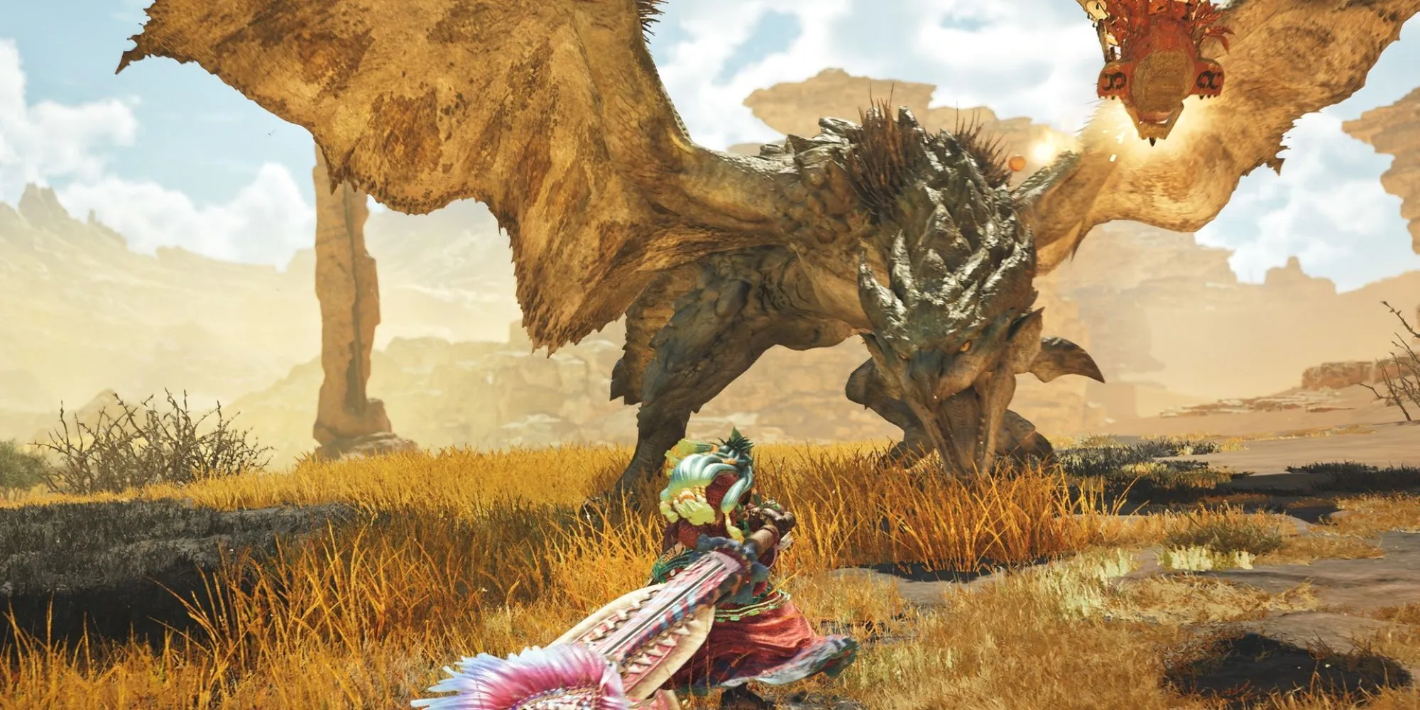 Trận chiến với Rathian trong Monster Hunter Wilds nơi AI Copilot có thể hỗ trợ người chơi