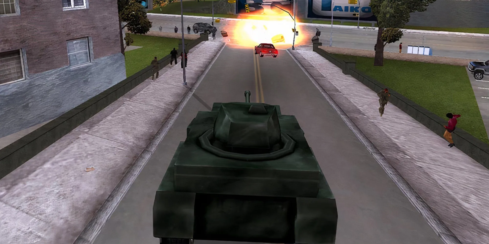 Xe tăng Rhino trong GTA III xuất hiện sau khi nhập mã cheat PANZER