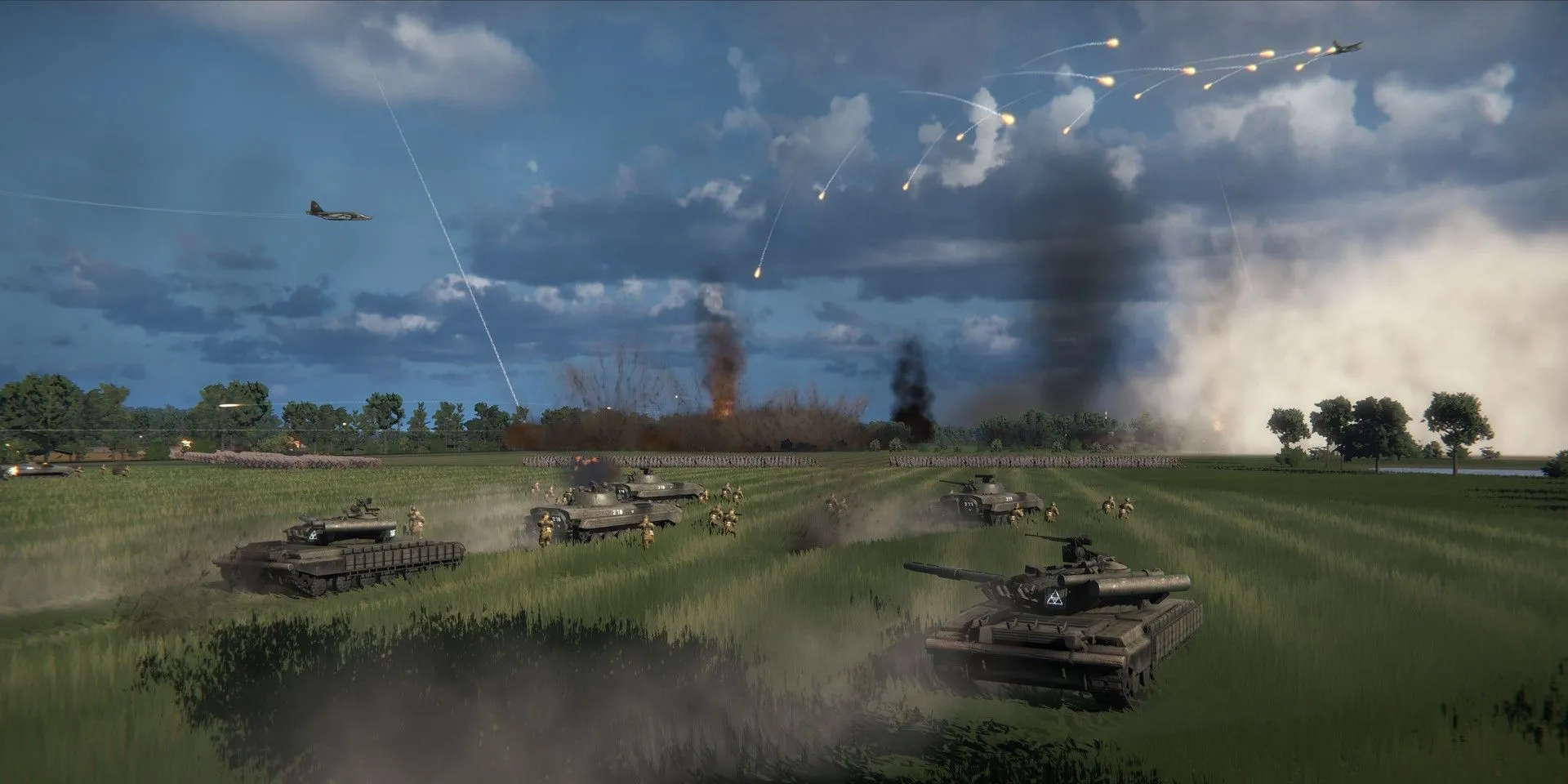 Xe tăng và trực thăng chiến đấu trong một trận đánh của Regiments