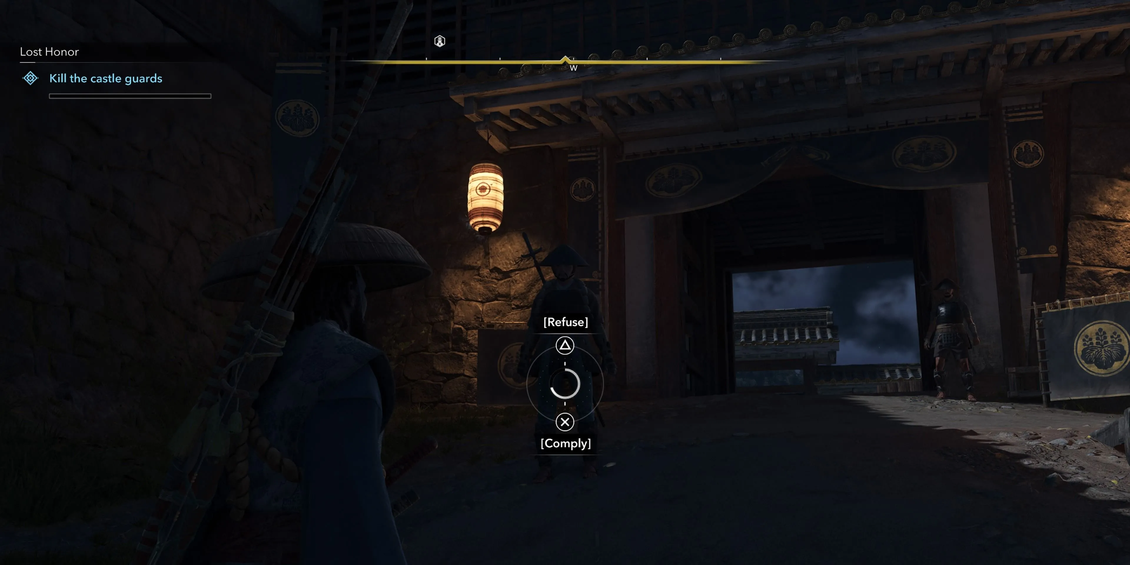 Yasuke chuẩn bị xâm nhập Lâu đài Yamazaki trong nhiệm vụ Lost Honor