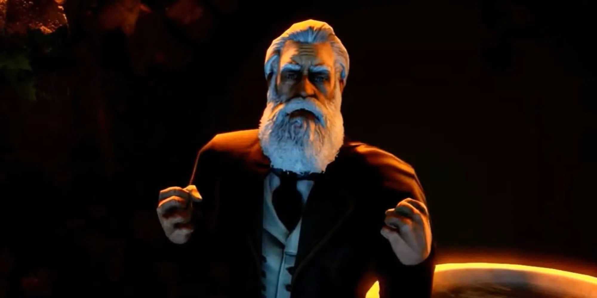 Zachary Hale Comstock, phản diện chính của Bioshock Infinite, với vẻ mặt nghiêm nghị