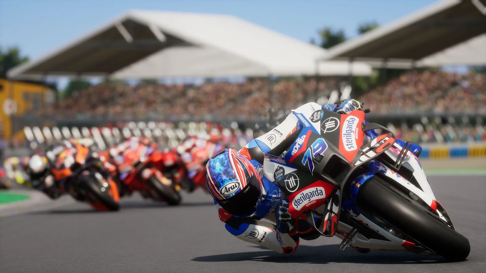 Ảnh chụp màn hình chính thức từ Steam cho MotoGP 25, hiển thị góc nhìn người chơi