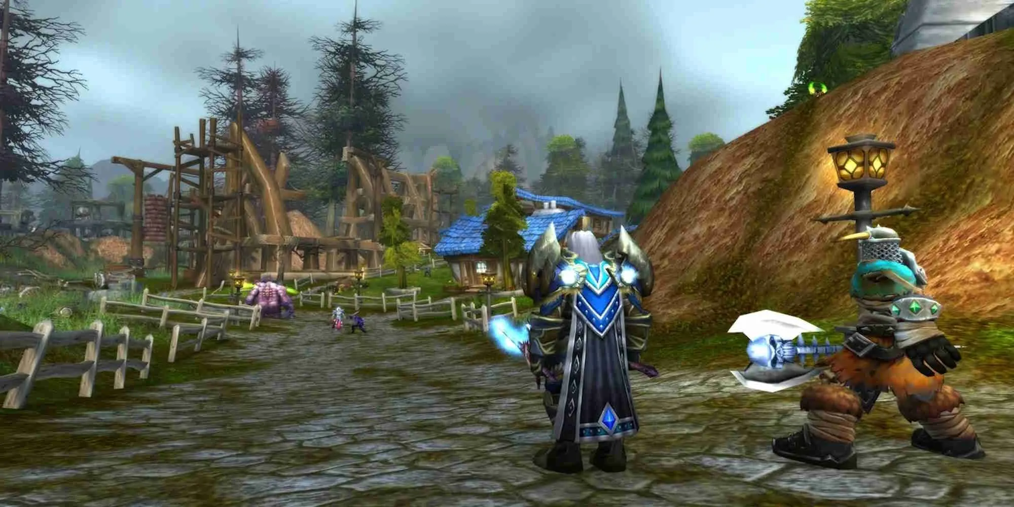 Ảnh giao tranh giữa Alliance và Horde trong Warsong Gulch, mode CTF của World of Warcraft