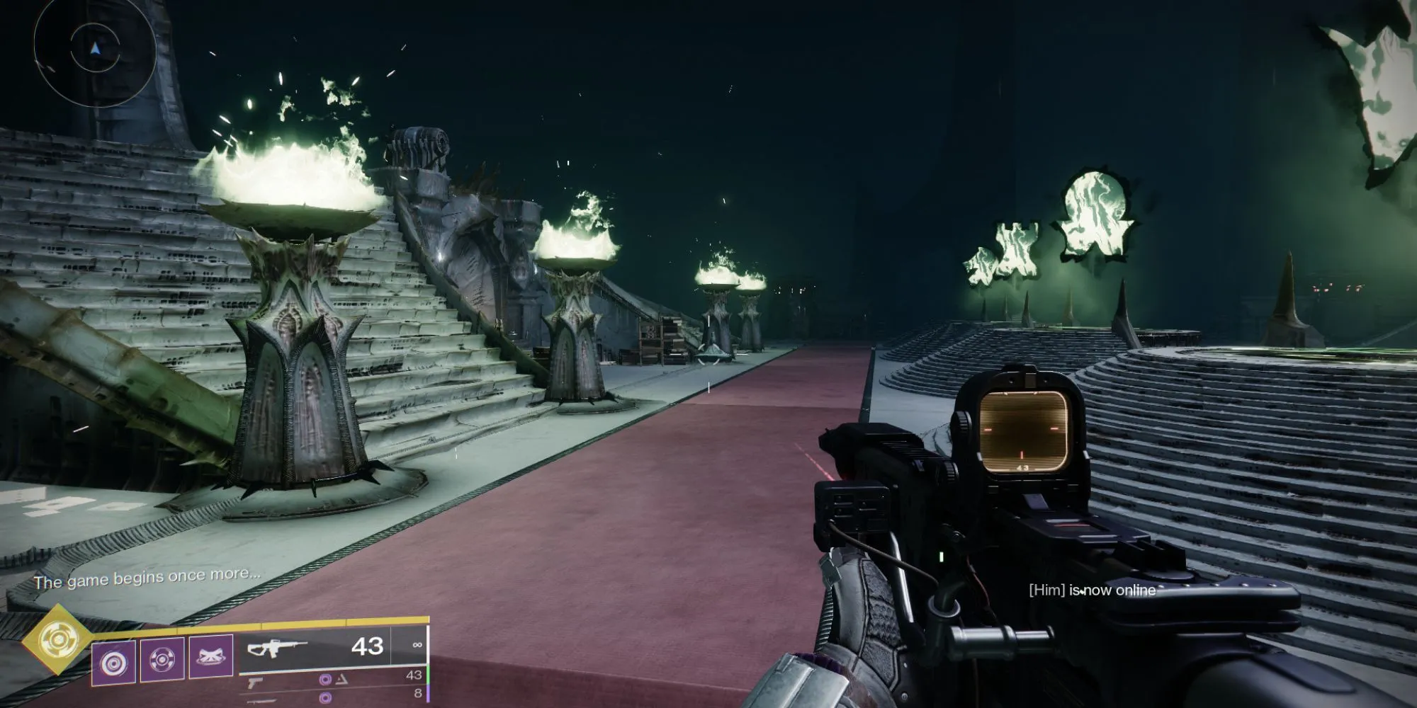 Bàn cờ vua ở giai đoạn Endgame với bát nước và lửa xanh trong Destiny 2