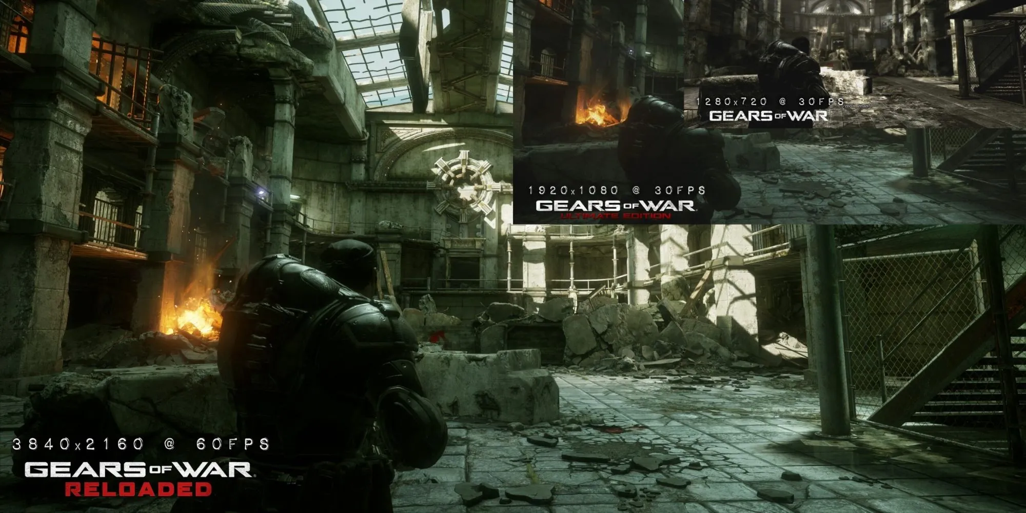 Bìa game Gears of War: Reloaded với các nhân vật chính