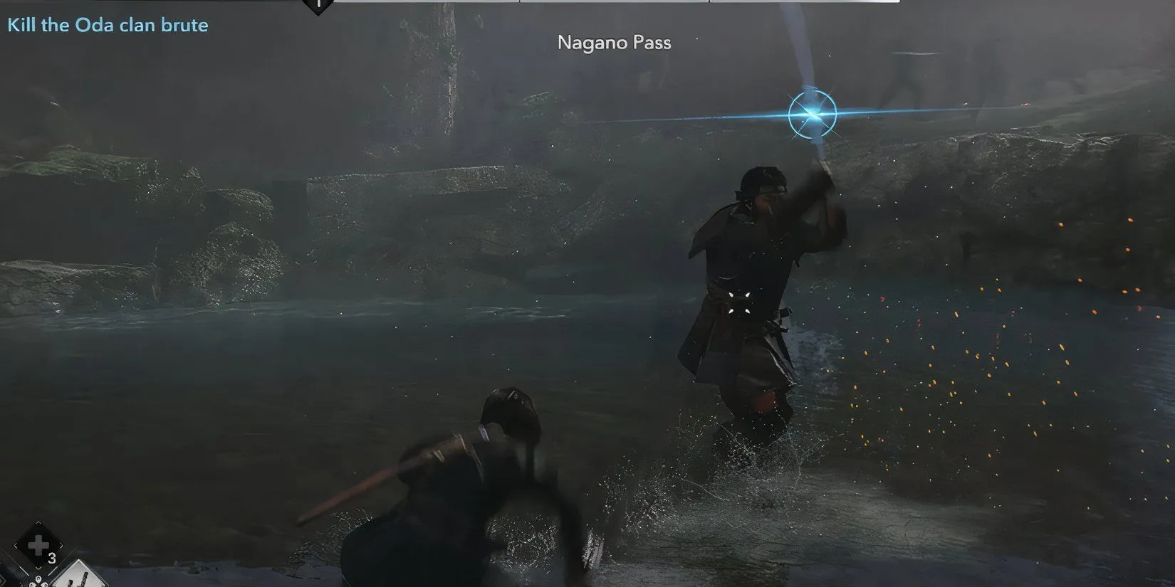 Blue flashes indicate parry windows in Assassins Creed Shadows