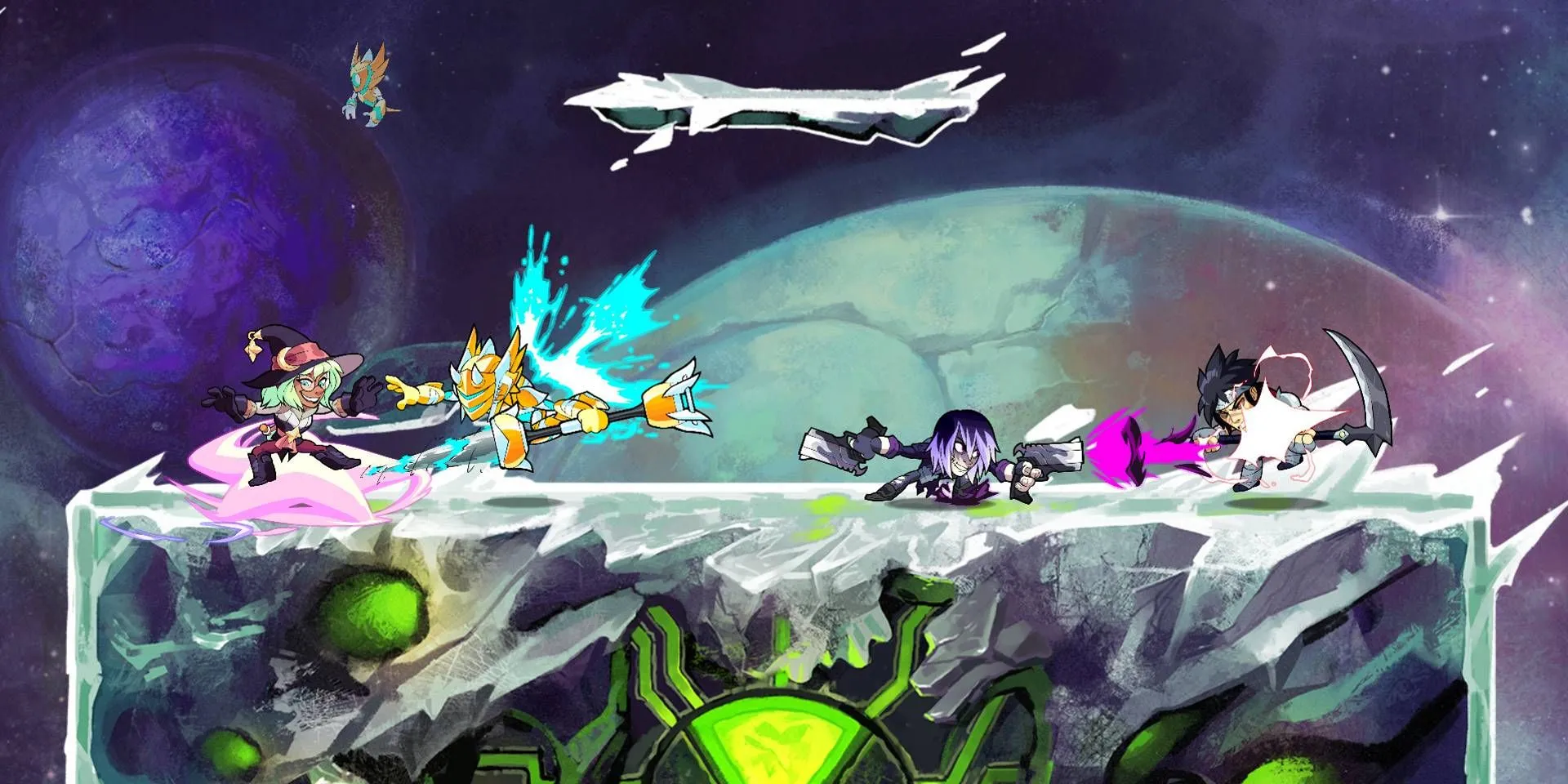 Các nhân vật trong Brawlhalla đang giao tranh trên bản đồ theo chủ đề Ben 10