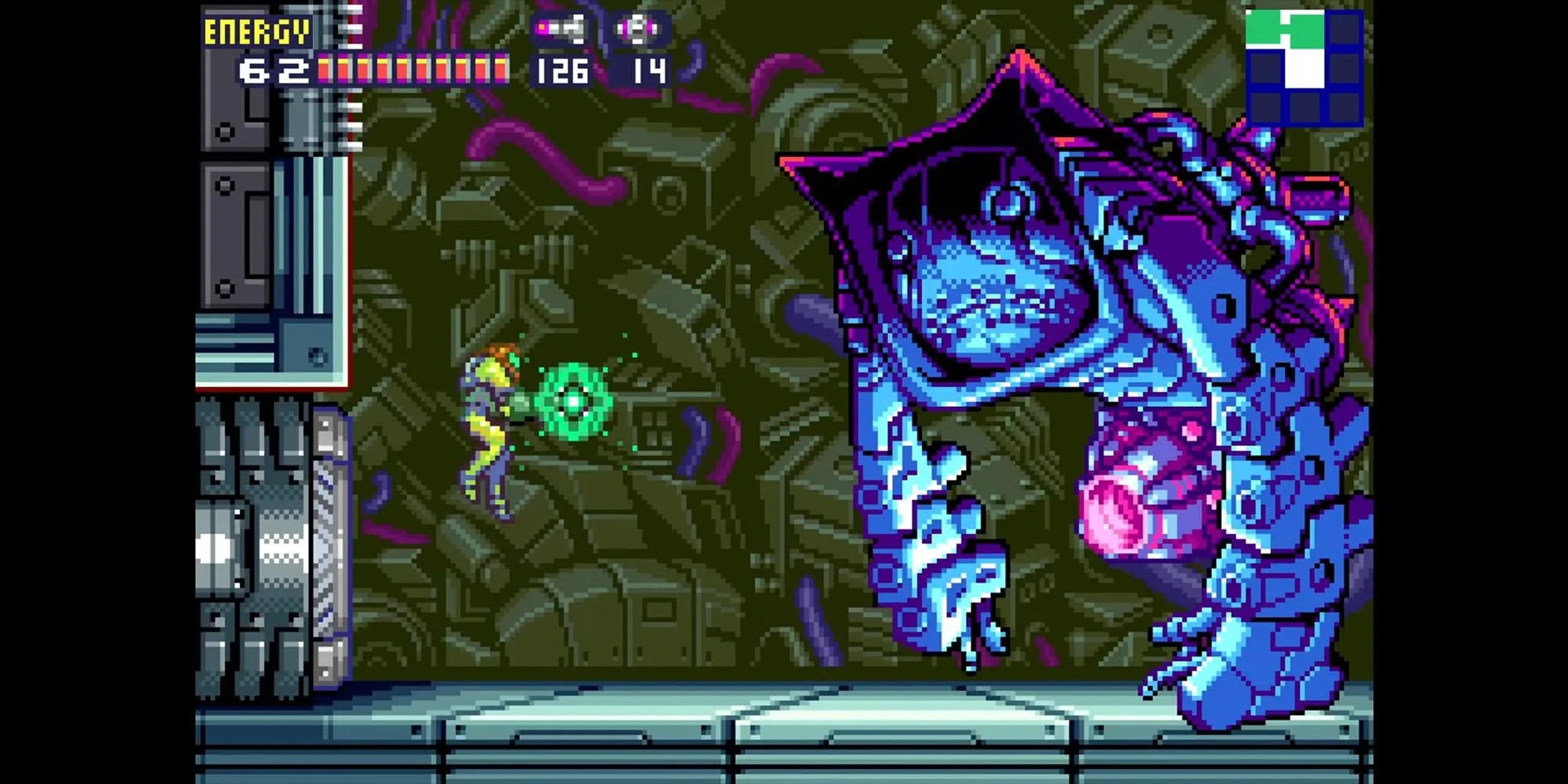 Cảnh gameplay hoặc artwork của game Metroid Fusion trên GBA