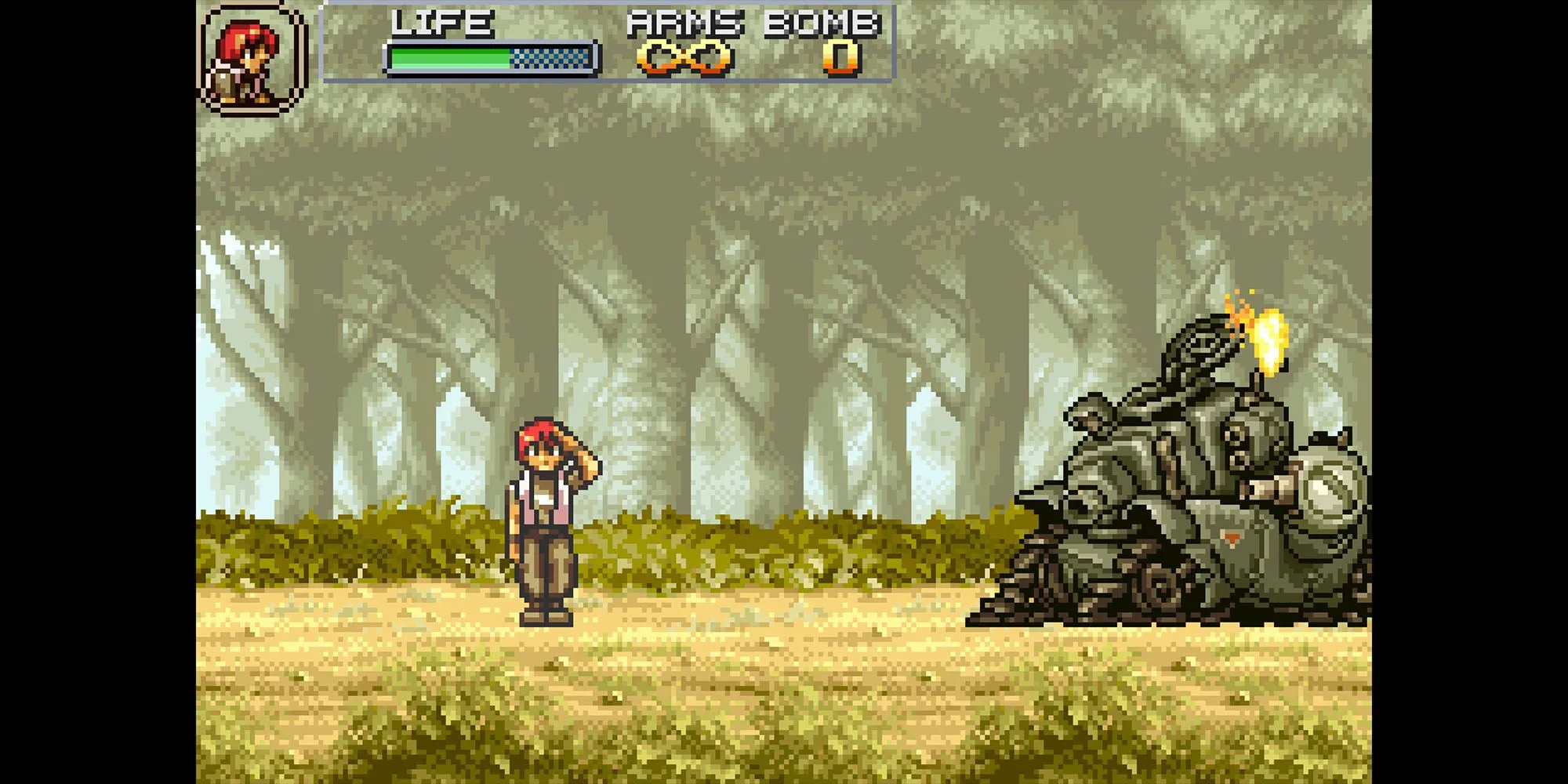 Cảnh hành động gameplay hoặc artwork của Metal Slug Advance trên GBA