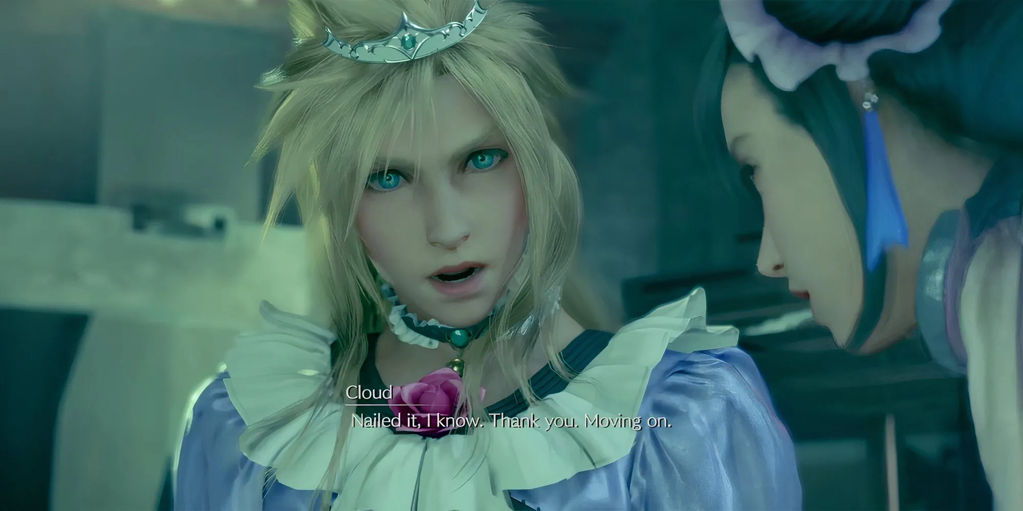 Cloud Strife trong trang phục nữ tại sàn nhảy Cornelio Mansion Final Fantasy VII Remake