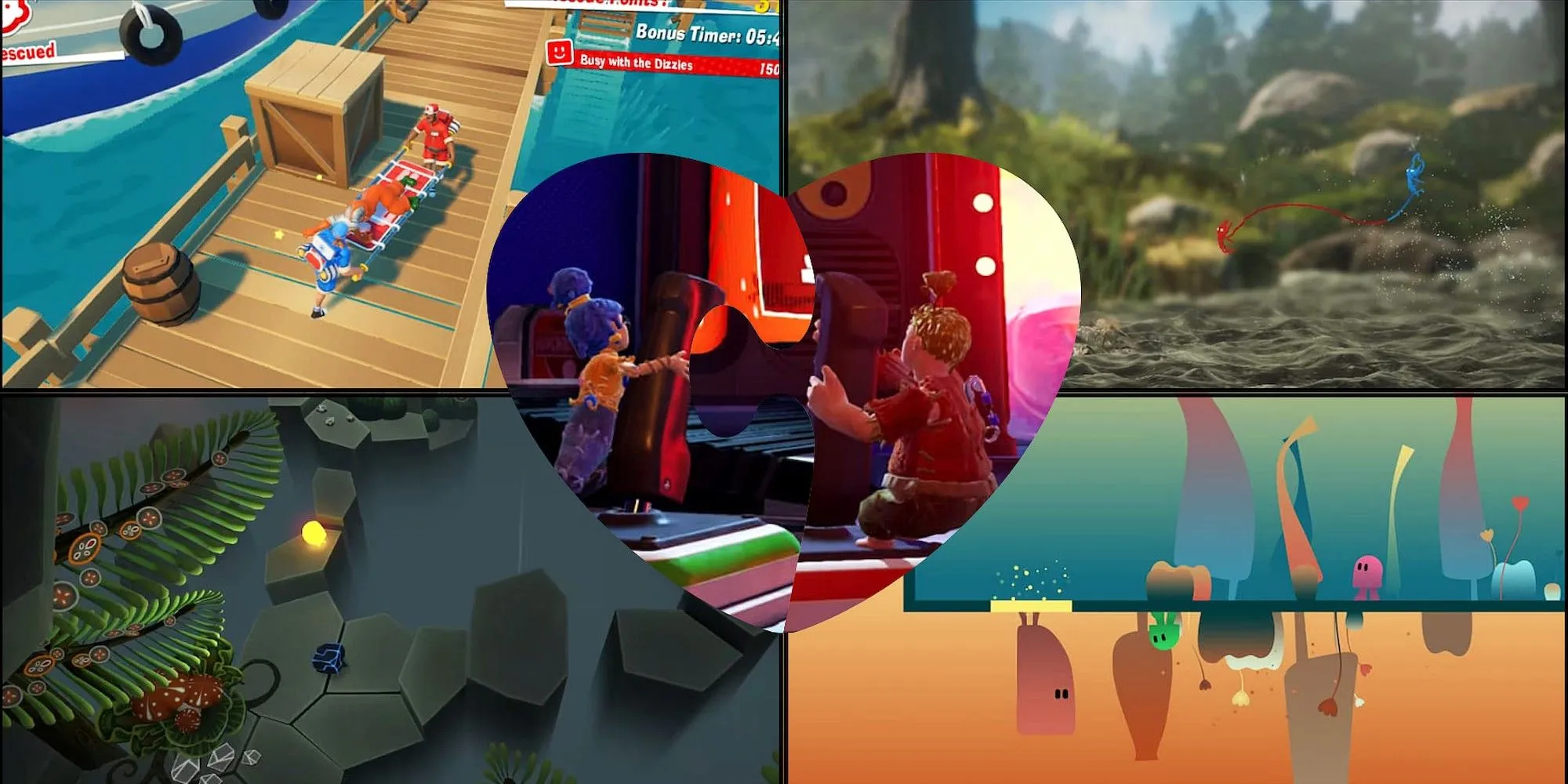 Collage các tựa game co-op trên Nintendo Switch, minh họa việc chơi chung, một khía cạnh bị ảnh hưởng bởi thay đổi chia sẻ game digital