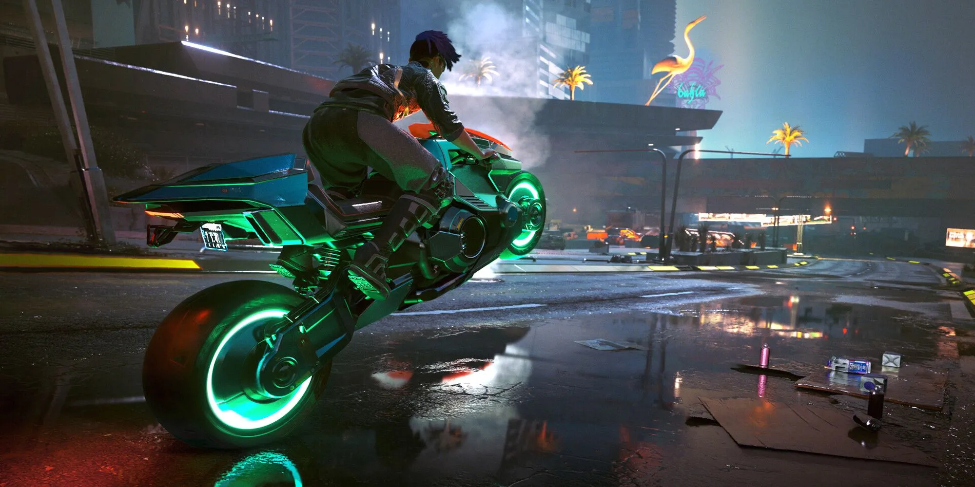 Cyberpunk 277 Riding Motorcycle in City
