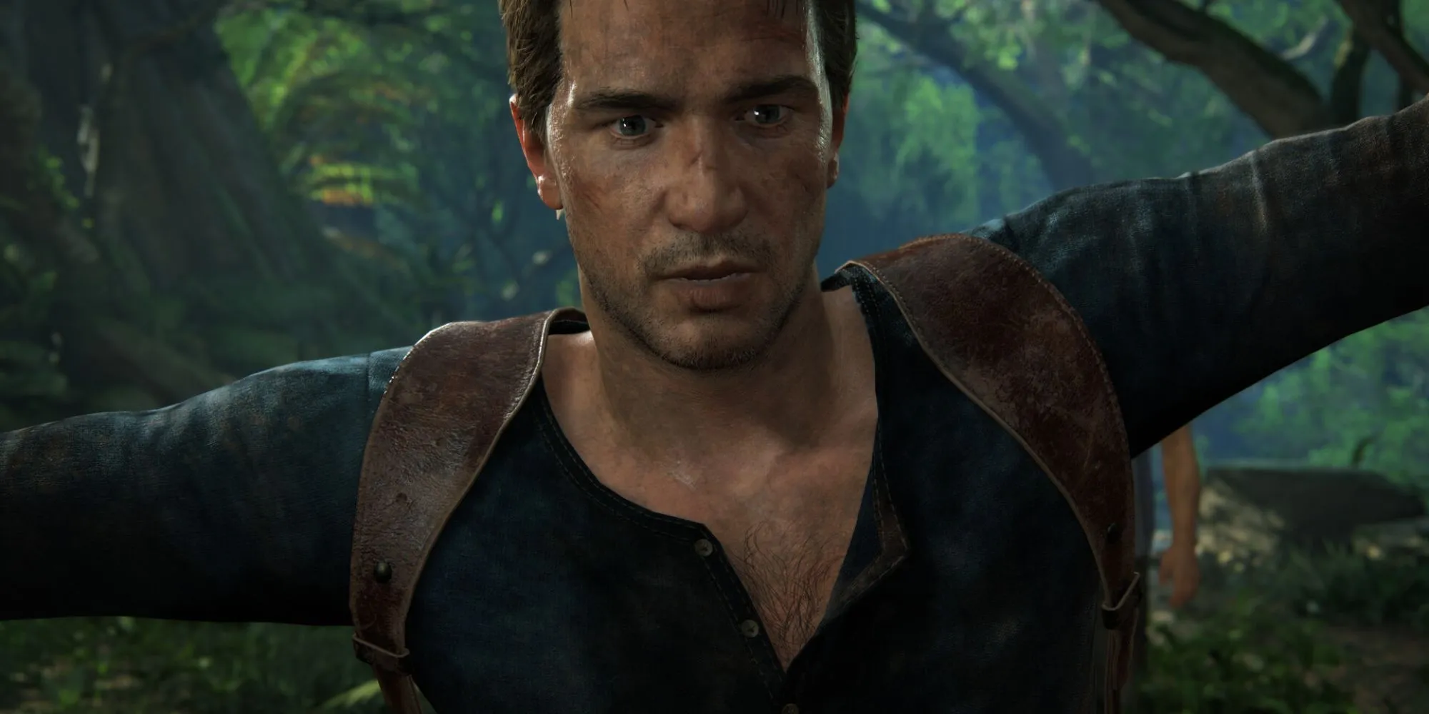 Drake và Sully trong một khoảnh khắc hành động đặc trưng của series Uncharted.