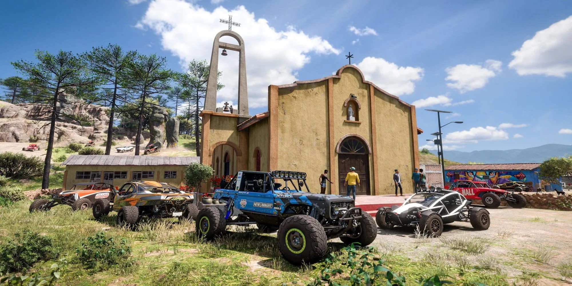 Forza Horizon 5 Cars Linked Up Outside Chapel