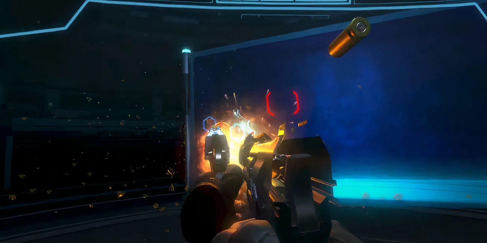 Game Halo Recruit VR: Người chơi cầm súng Magnum đôi và bắn mục tiêu trong trường bắn