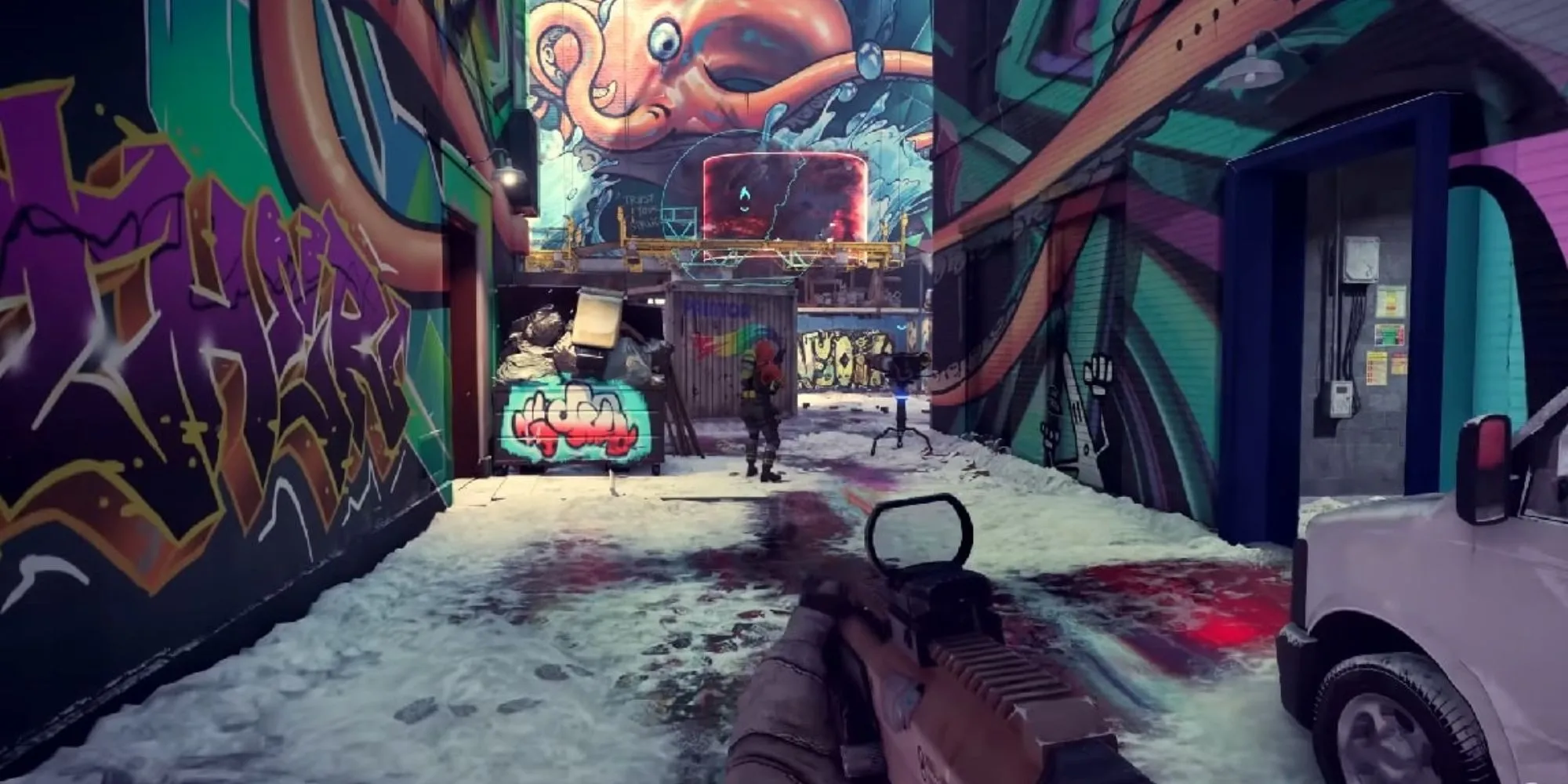 Gameplay XDefiant với giao diện HUD và nhân vật cầm súng