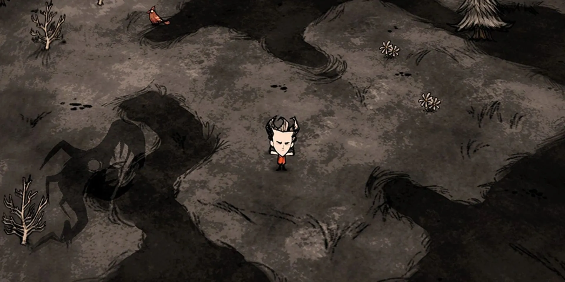 Giao diện game Don't Starve khi chỉ số sanity xuống thấp