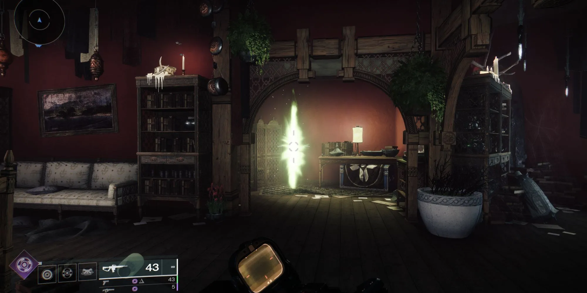 Góc nhìn từ bệ đá của Eris xuống phòng bí mật chứa bàn cờ vua trong Destiny 2