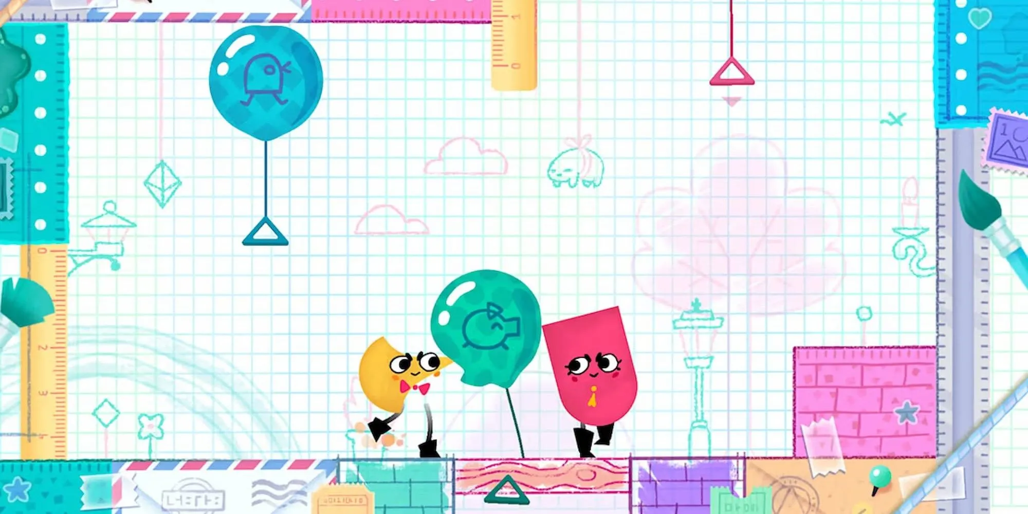 Hai hình cắt giấy trong Snipperclips Cut it Out Together
