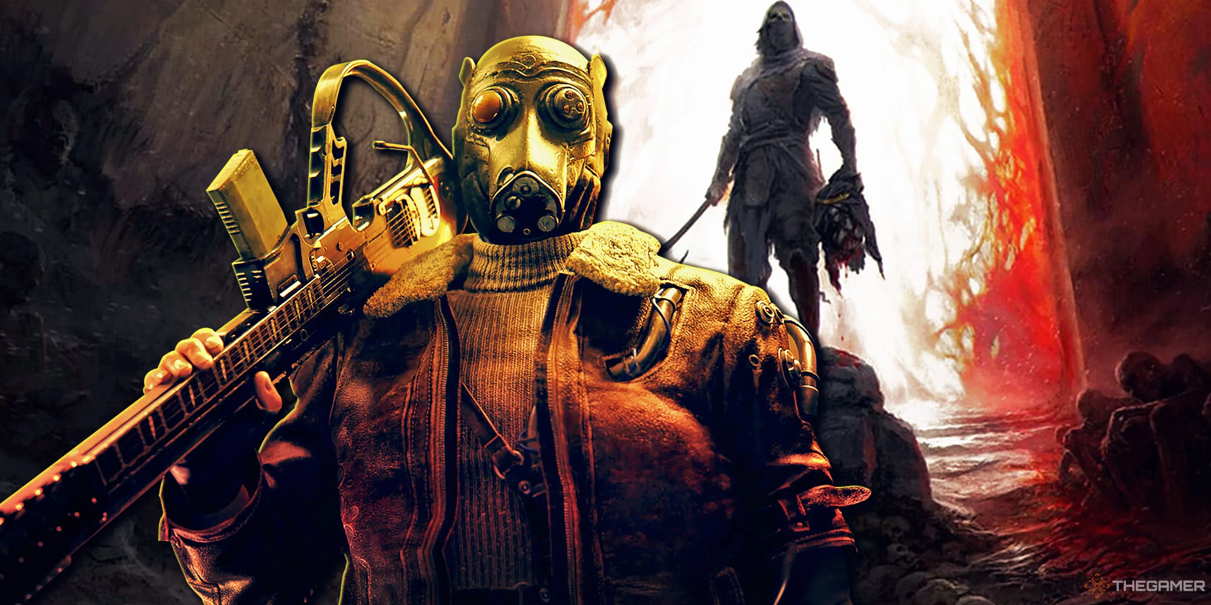 Hình ảnh collage các nhân vật từ Mortal Shell 2 và Atomic Heart 2, đại diện cho game AA