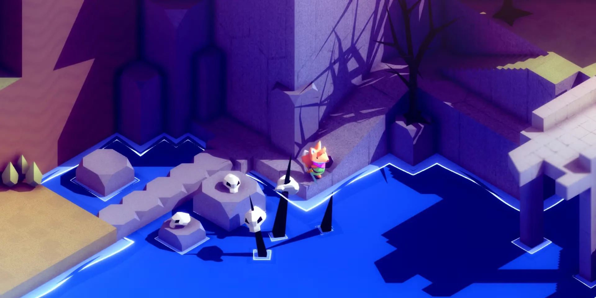 Hình ảnh gameplay game Tunic với nhân vật cáo nhỏ khám phá thế giới top-down