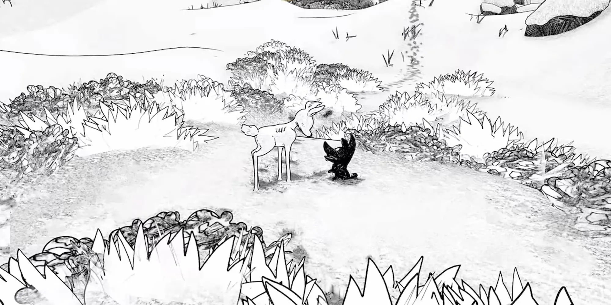 Hươu con và chó con trong game co-op Blanc