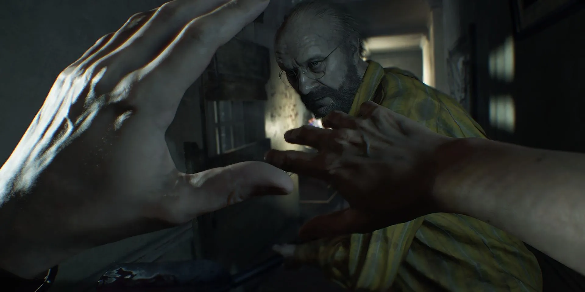 Jack Baker tấn công người chơi trong ngôi nhà đáng sợ của Resident Evil 7