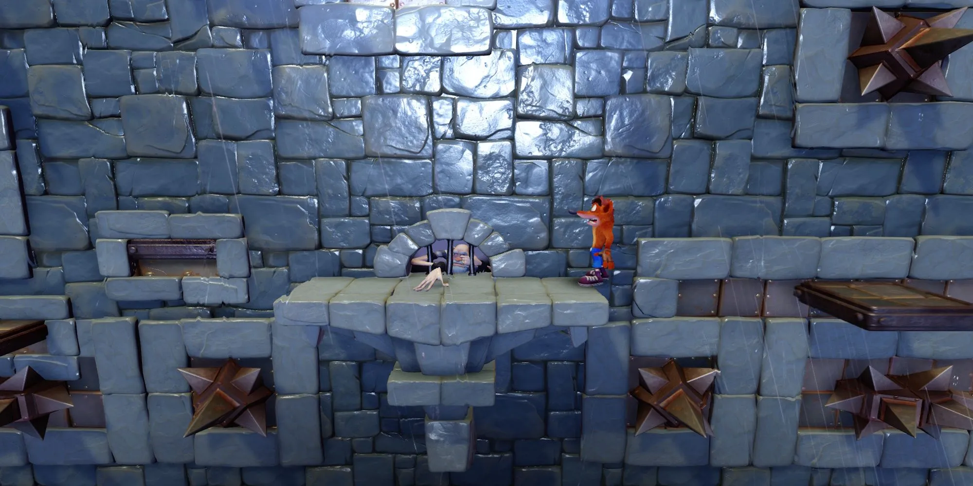 Level Slippery Climb đầy thử thách trong game Crash Bandicoot PS1, minh chứng cho gameplay platformer kinh điển.